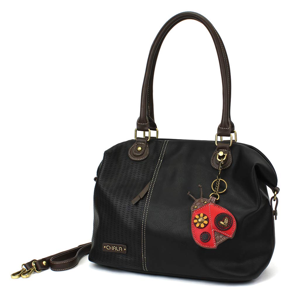 CHALA Women's Faux Leather Laser Cut Crossbody Shoulder Bag - Stylish Black Tote Purse for Work, Travel & Everyday Use