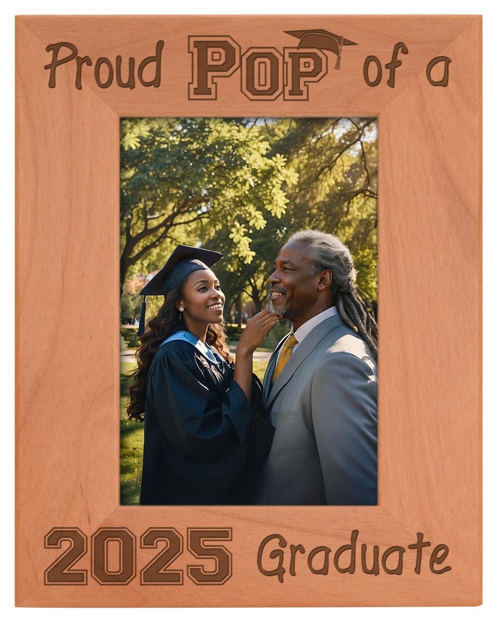 2025 Graduation Gifts for Dad - Personalized Wood Engraved 4x6 Photo Frame with Portrait - Perfect Graduation Gift for Proud Father of 2025 Graduate - Ideal for Home, Office Decor or Graduation Party Display