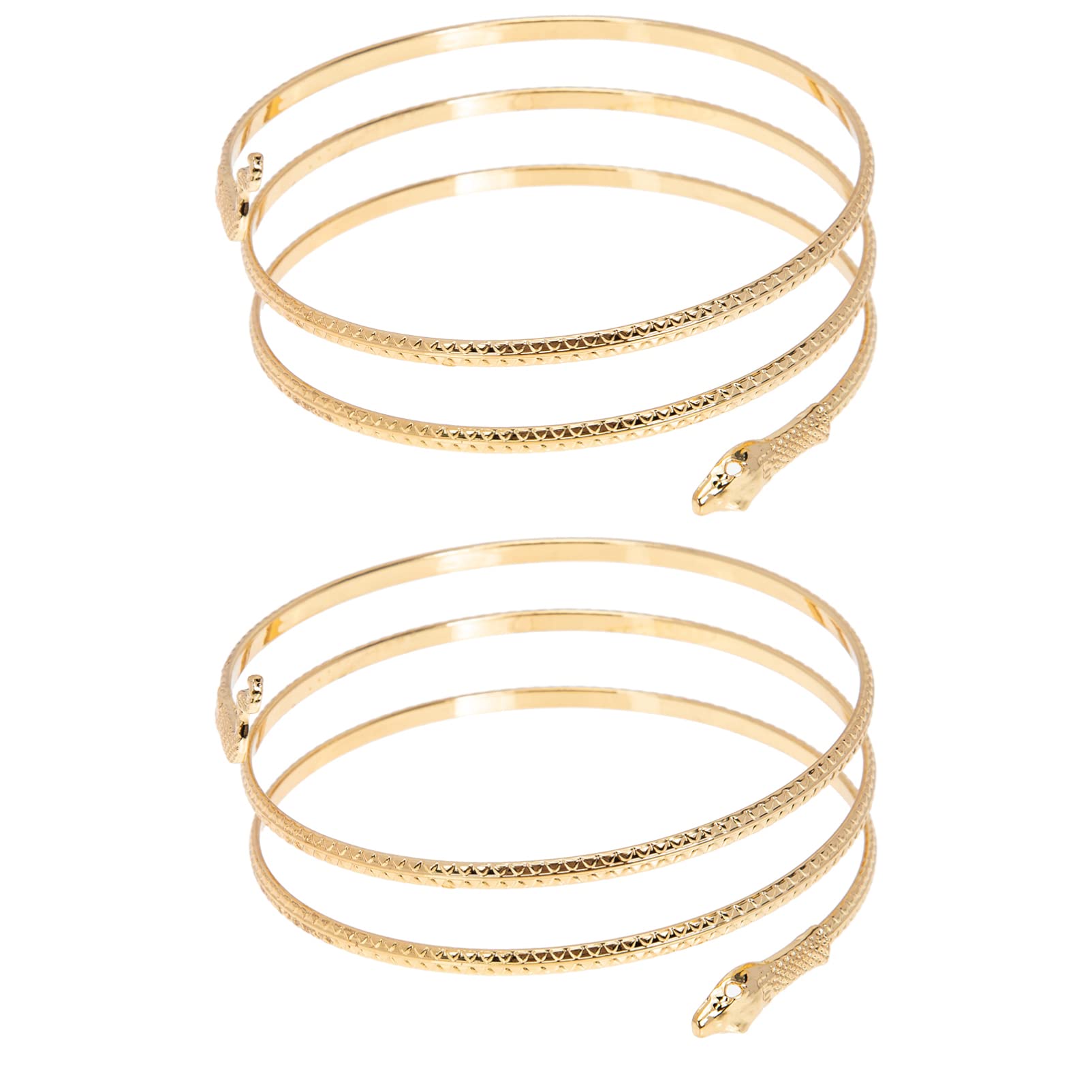Lurrose 2-Pack Adjustable Gold Wire Arm Cuff Bracelets for Women & Girls - Minimalist Open Bangle Arm Jewelry - Perfect for Parties, Weddings & Everyday Wear