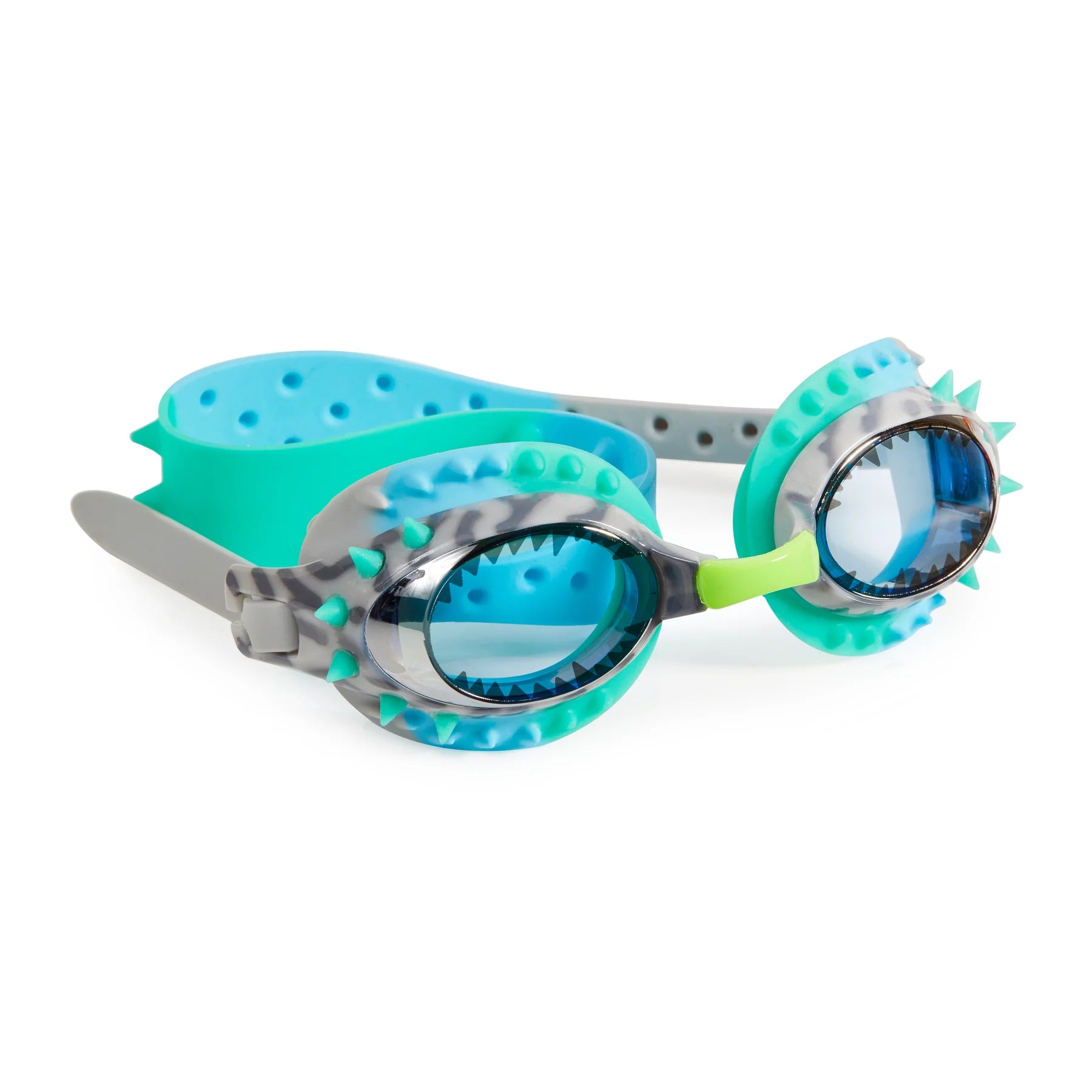 Bling2o Kids Swim Goggles - Prehistoric Dinosaur Themed Blue Grey Swimming Goggles for Boys & Girls | Pool, Beach, Snorkeling & Water Sports