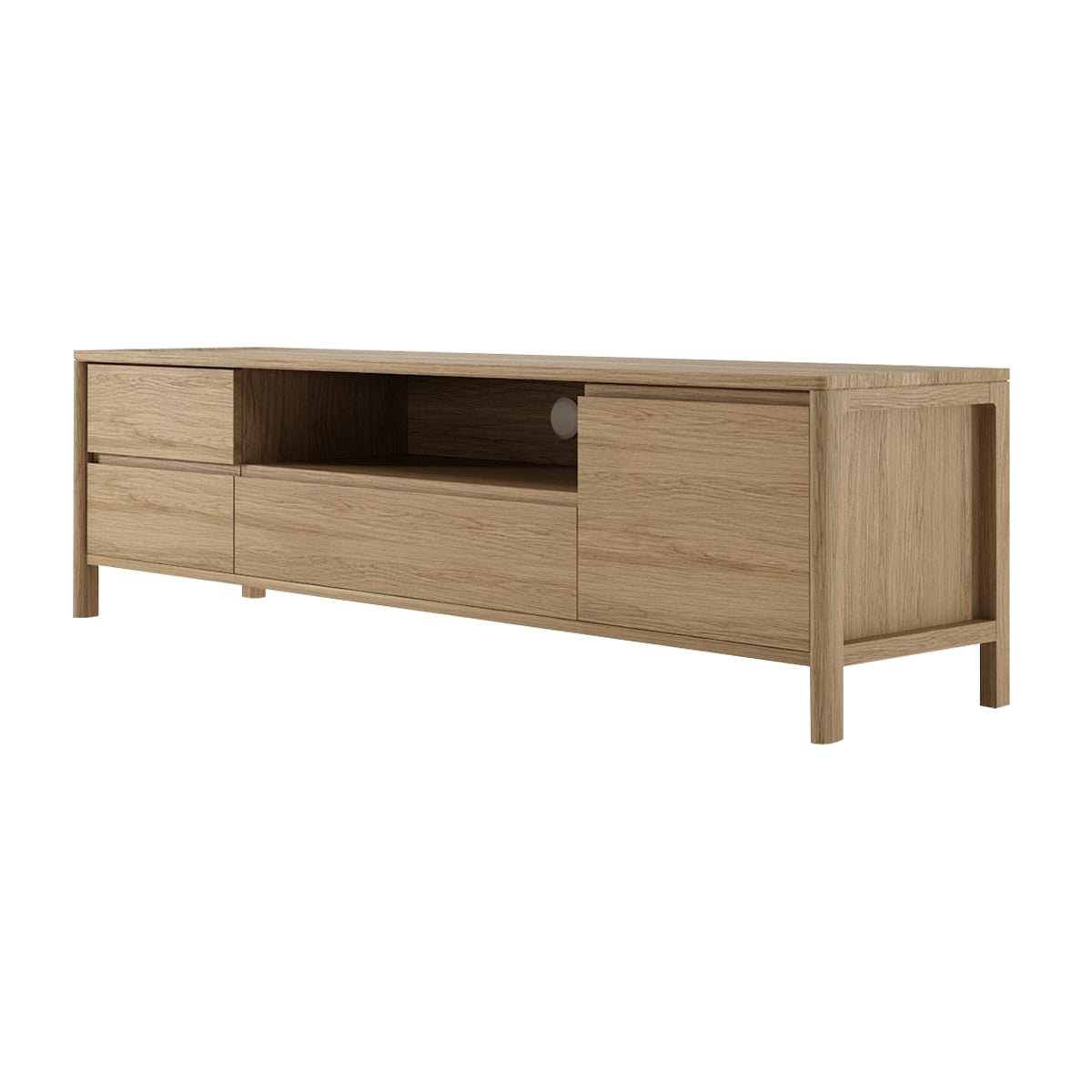 Modern Wooden Media Cabinet with Storage - TV Stand for Living Room, Bedroom & Home Theater - Rustic Farmhouse Style Entertainment Center