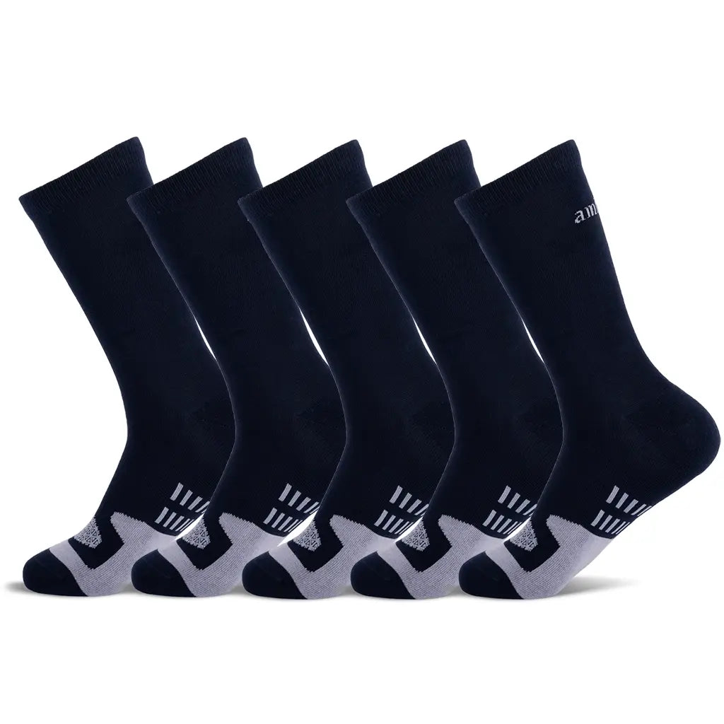 5 Pack of Comfortable Cobalt Blue Cotton Socks for Men & Women - Perfect for Running, Hiking, and Everyday Wear