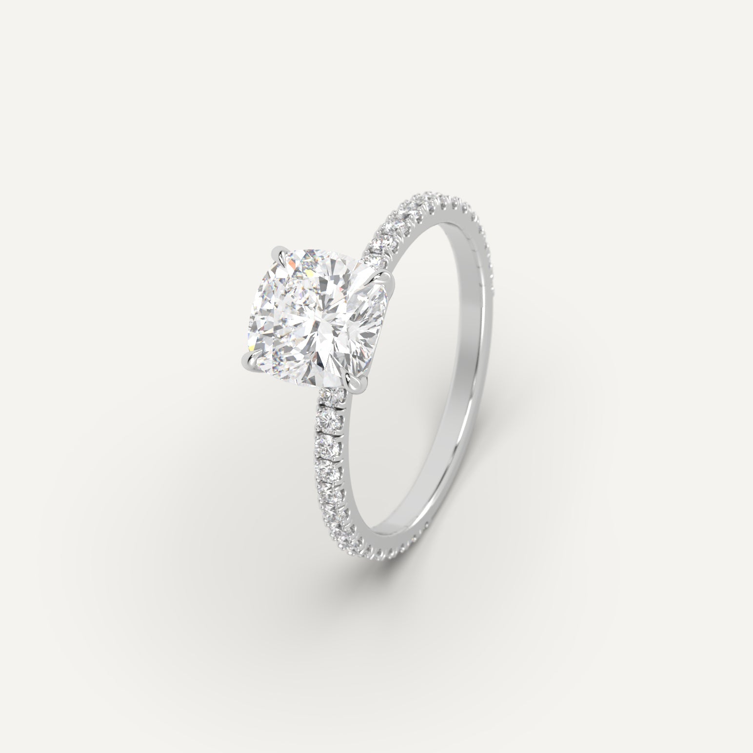 2 Carat Cushion Cut Diamond Engagement Ring - 14K White Gold Solitaire Wedding Band for Women - Perfect for Proposals, Anniversaries & Special Occasions