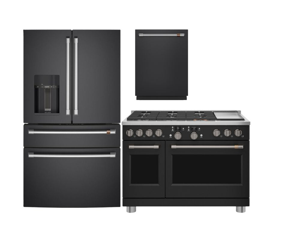Cafe 36 Inch Refrigerator, 48 Inch Gas Range & Dishwasher Set - Premium Kitchen Appliance Bundle for Modern Homes | Perfect for Cooking, Entertaining & Family Gatherings