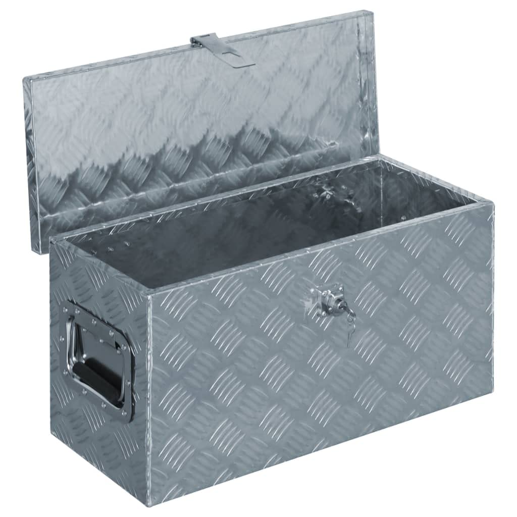 vidaXL 142936 Aluminum Tool Box 61.5 x 26.5 x 30 cm - Silver Heavy Duty Storage & Transport Case for Tools, Equipment, Camping Gear & DIY Supplies