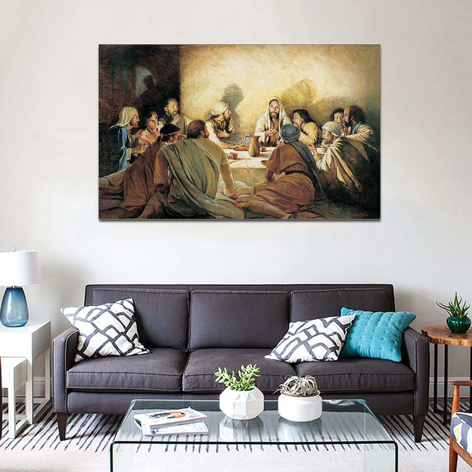 The Last Supper Canvas Wall Art - 28x40 Inches Christian Religious Painting for Dining Room Decor, Home & Church Wall Decor - Perfect for Living Room, Bedroom & Office