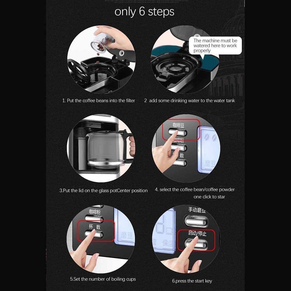 Premium 12-Cup Drip Coffee Maker with Built-in Grinder - Programmable Digital Display, Adjustable Brew Strength & Auto Shutoff - Perfect for Home, Office & Restaurant Use
