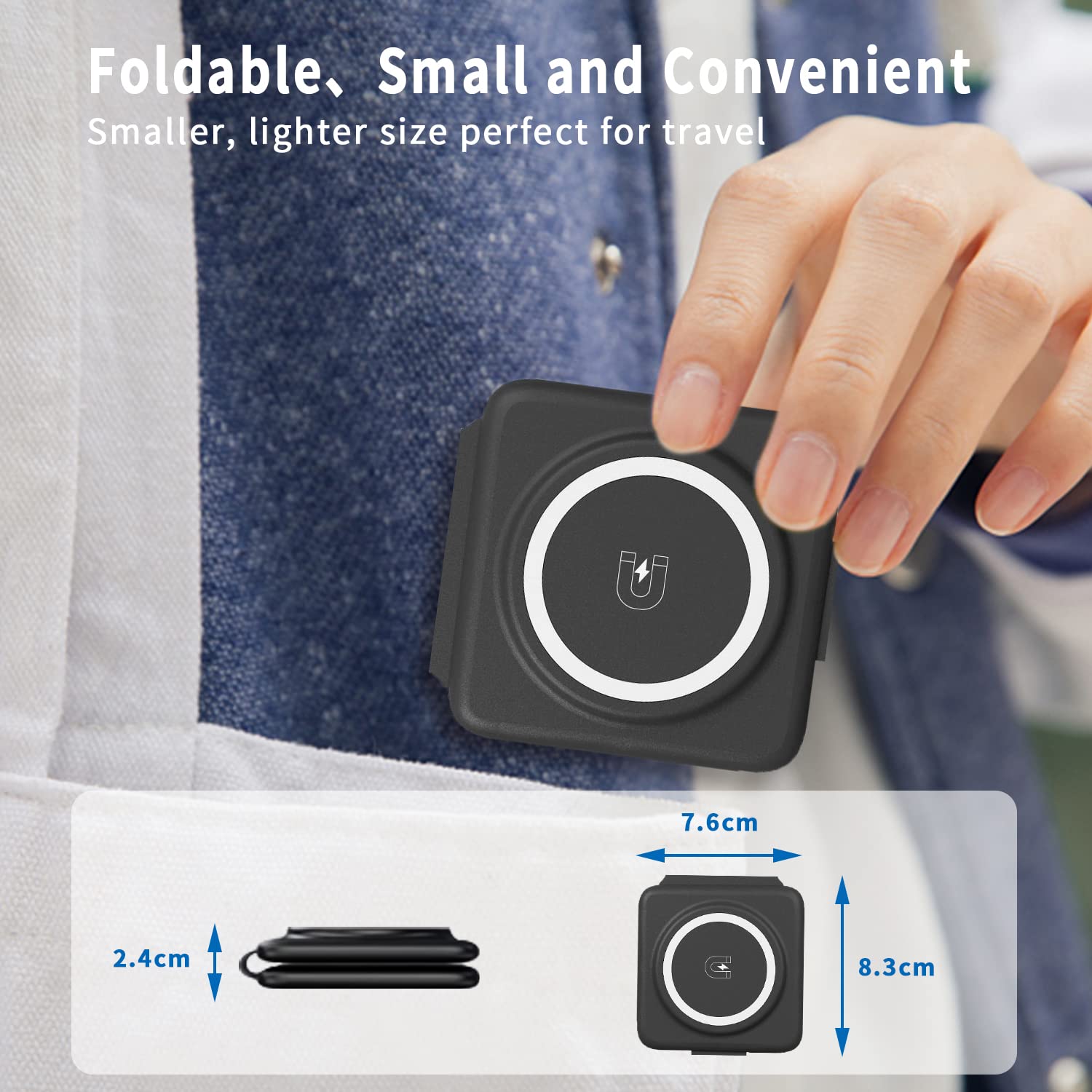 3-in-1 Magnetic Fast Wireless Charging Station - Foldable Wireless Charger for iPhone 16/15/14/13/12 Pro Max, Apple Watch & AirPods (Black) | Perfect for Home, Office & Travel | Adapters Not Included