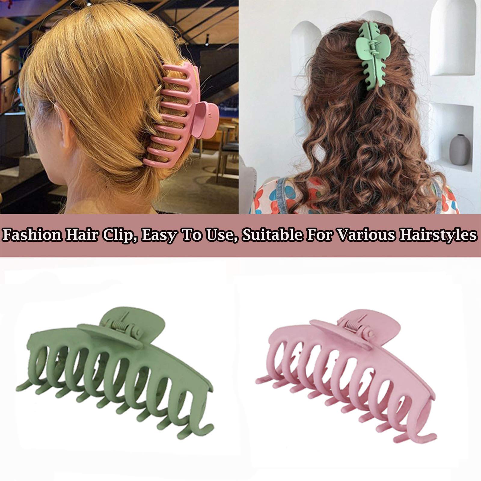 Non-Slip Large Hair Claw Clips for Women - 8PCS Matte Finish Strong Hold Hair Clips for Thin & Thick Hair - Perfect for Updos, Ponytails & Everyday Hairstyles