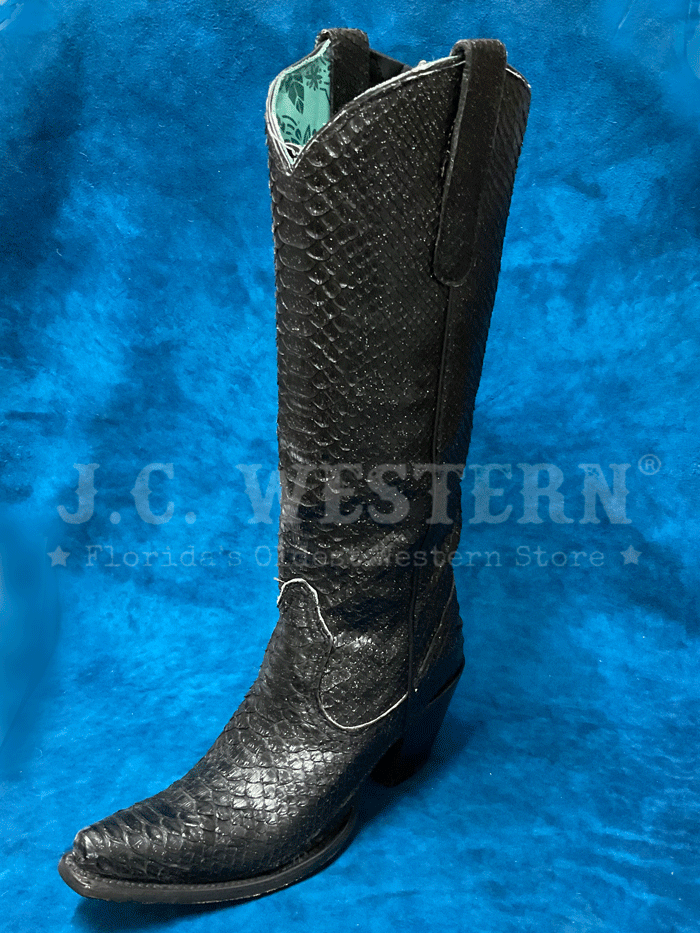 Corral A4446 Women's Glitter Finish Python Tall Top Western Boots - Black | Stylish Cowgirl Boots for Rodeo, Country Dancing & Western Fashion