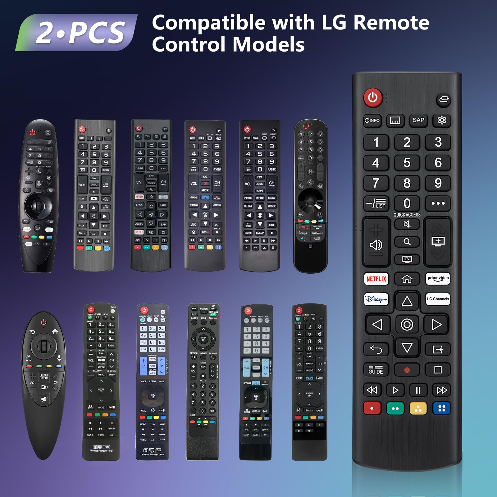 Universal Replacement Remote Control for LG Smart TV - Compatible with Multiple Models (2-Pack) - Perfect for Home Theater, Gaming & Streaming