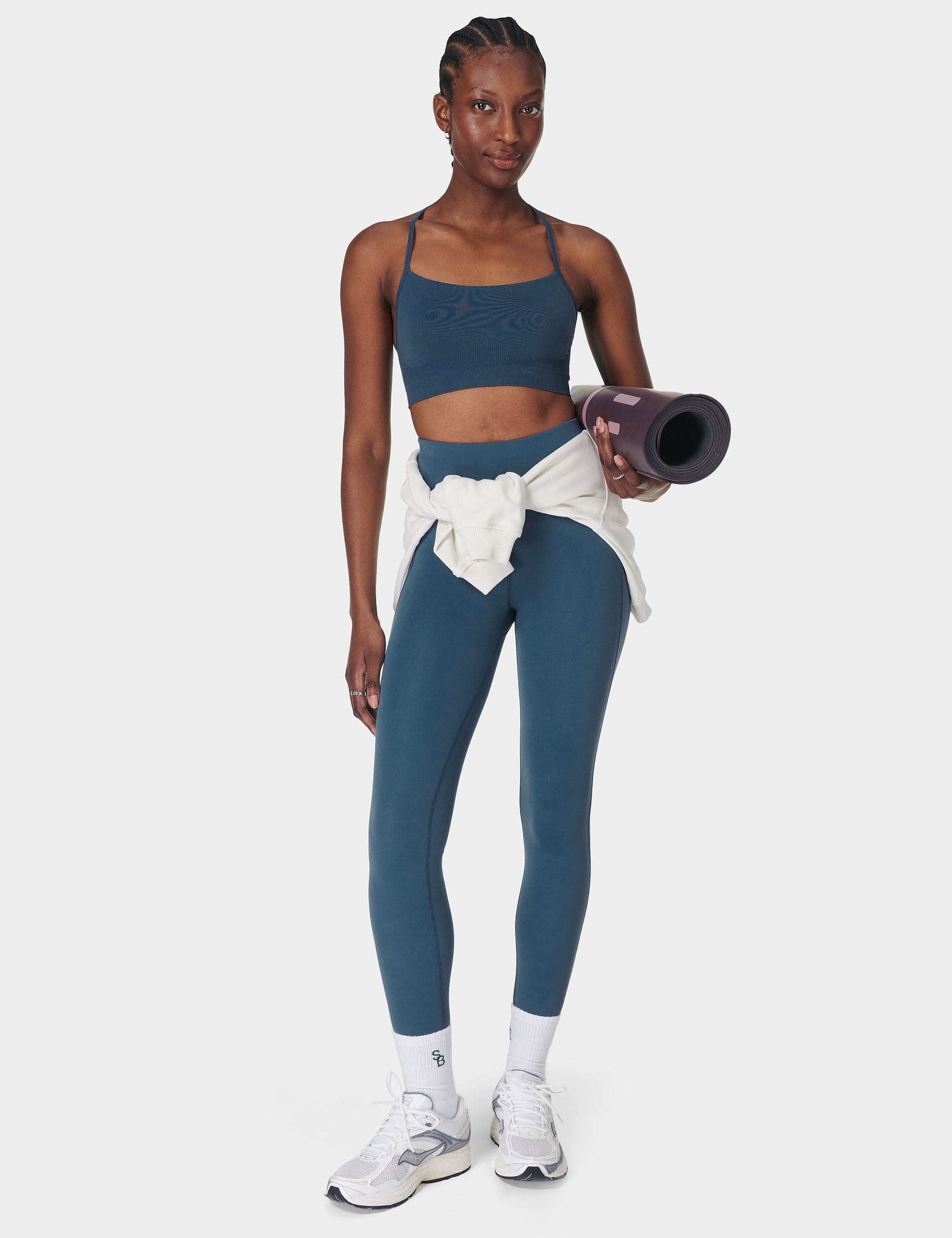 Spirit Restored Yoga Bra - Breathable & Supportive Sports Bra in Subdued Blue | Perfect for Yoga, Pilates & Gym Workouts