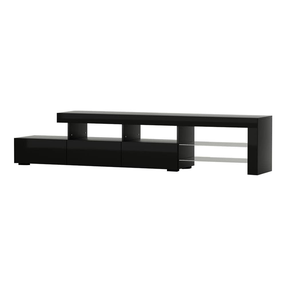Artiss 215cm Black Caya Entertainment TV Stand with LED Lighting - Perfect for Living Room, Home Theater & Media Storage