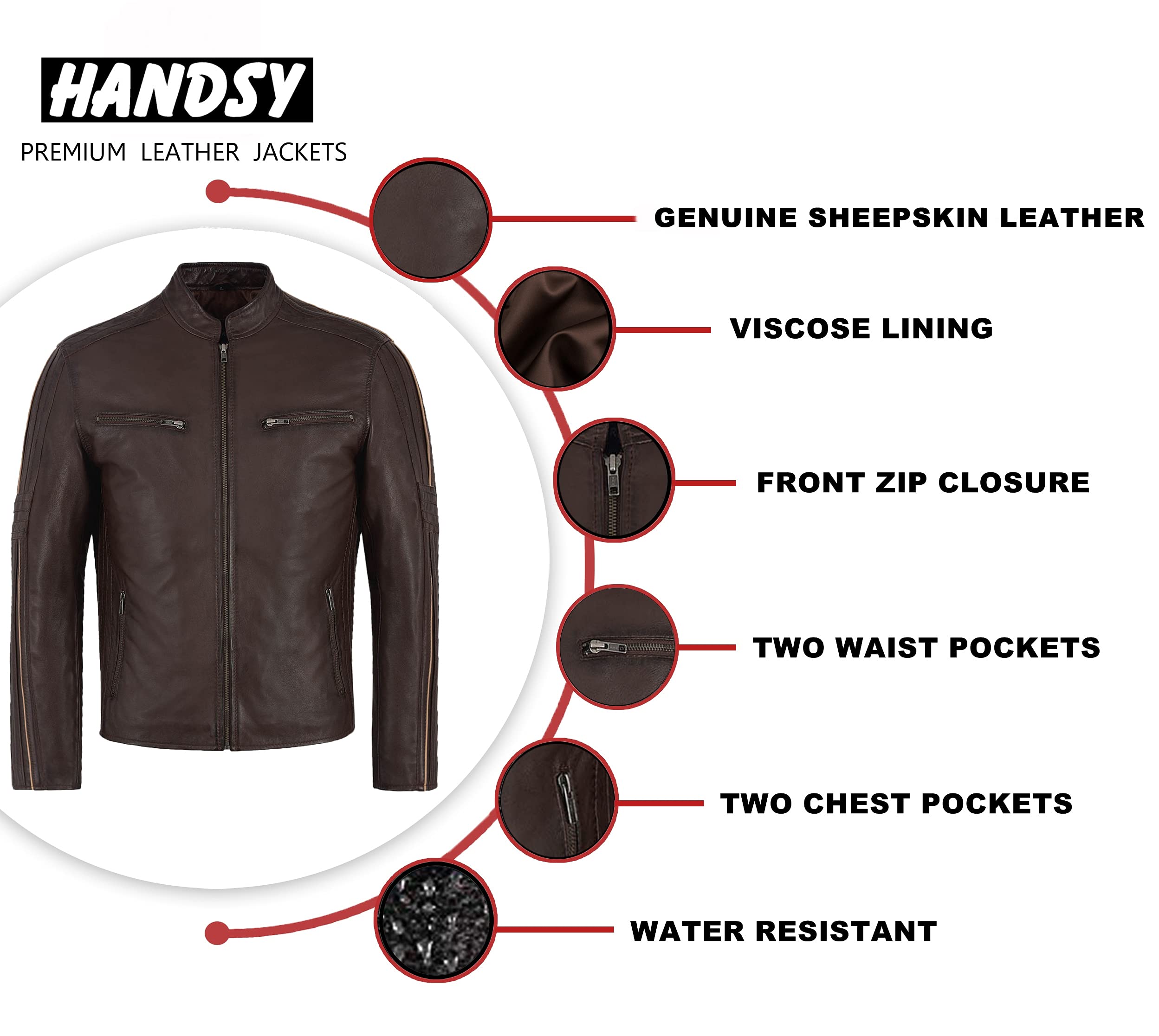 Genuine Leather Motorcycle Jacket for Men - Premium Biker Jacket - Real Cowhide Leather Jacket - Stylish & Durable Men's Outerwear for Riding, Casual Wear & Outdoor Adventures