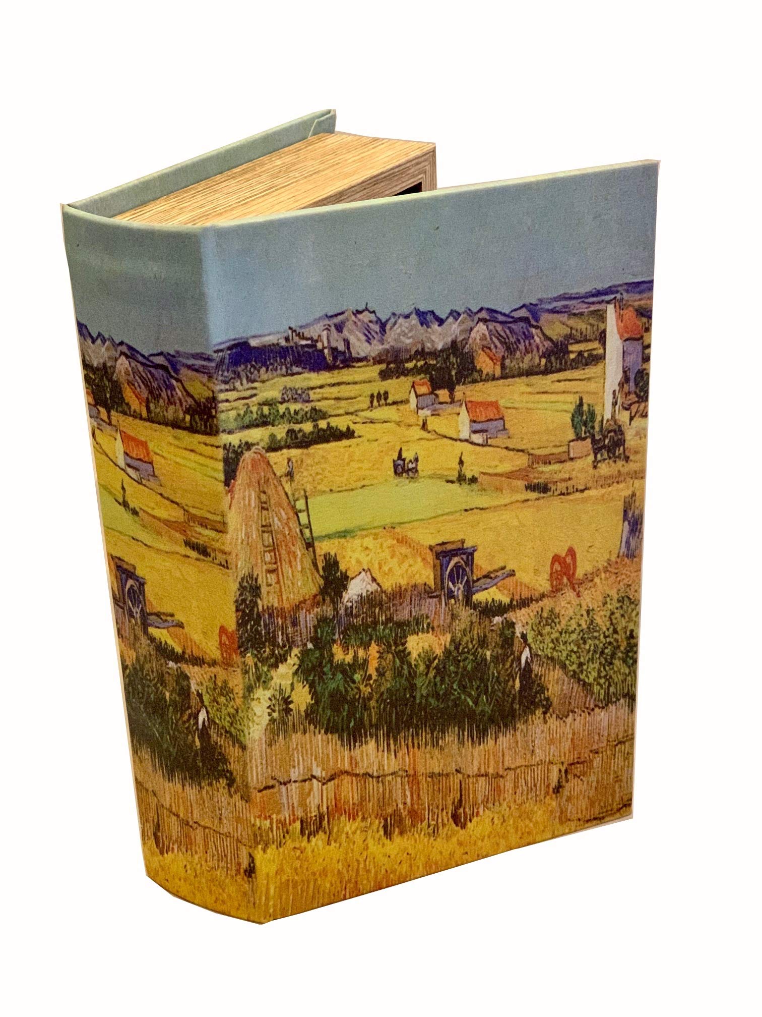 Handmade Van Gogh Leather Book Box - Rustic Wooden Decorative Storage for Keepsakes, Jewelry & Valuables | Perfect for Home Decor, Gift Giving & Secret Stash