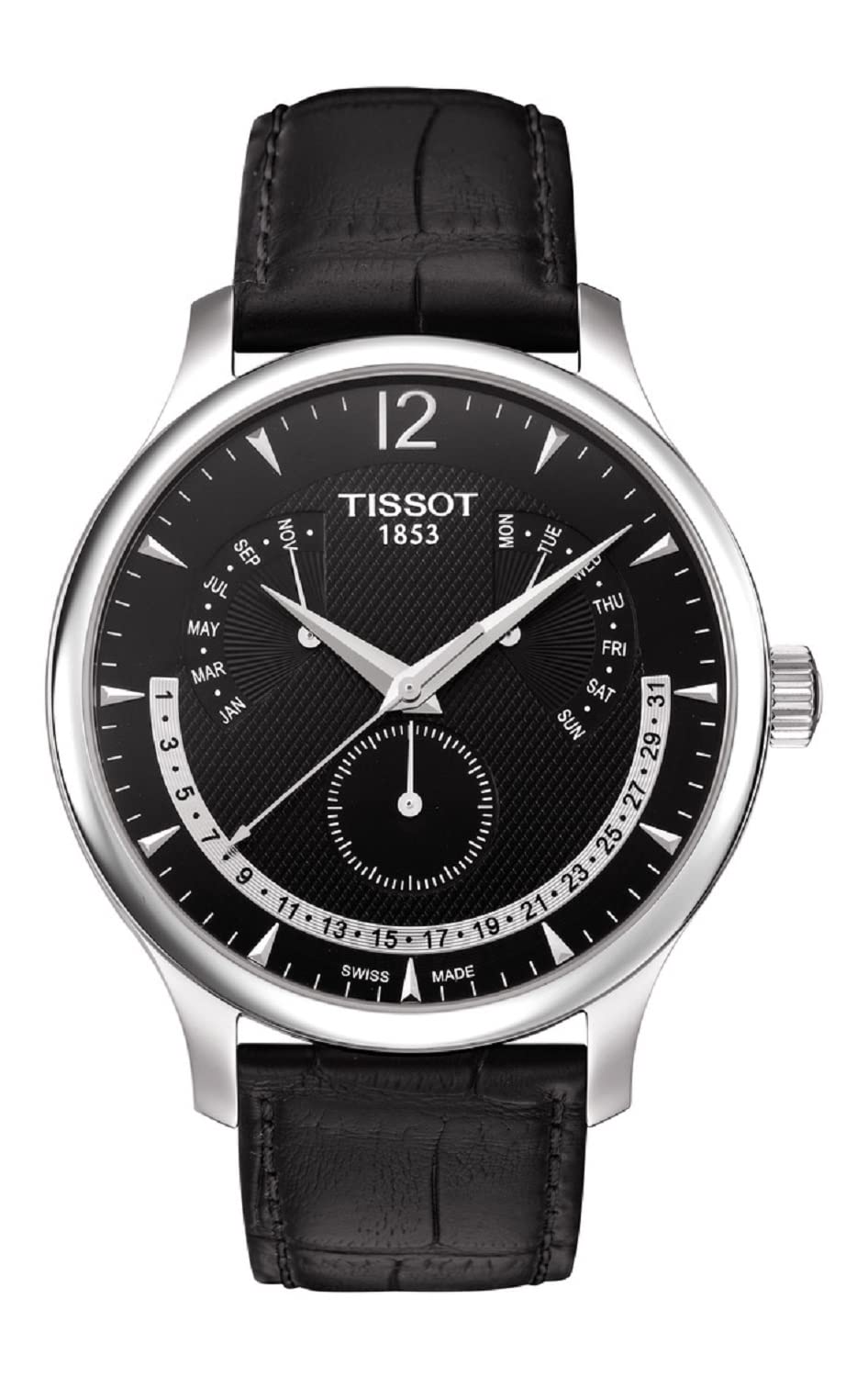 Tissot Men's T0636371605700 Tradition Stainless Steel Dress Watch - Black Dial, Classic Design for Business & Formal Occasions