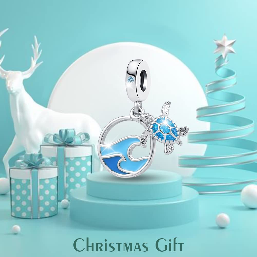 Blue Sea Turtle Charm Bead for Pandora Bracelets - Dangle Jewelry Gift for Women, Girlfriend, Mom, Sister, Wife - Perfect for Beach Party, Birthday & Anniversary Gifts