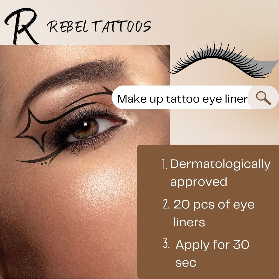 Gold Butterfly Temporary Tattoos for Eyes - Waterproof Fake Eyeliner Tattoos for Parties, Festivals & Coachella - Metallic Gold Eye Makeup Stickers for Women - Perfect for Music Festivals, Halloween & Costume Parties
