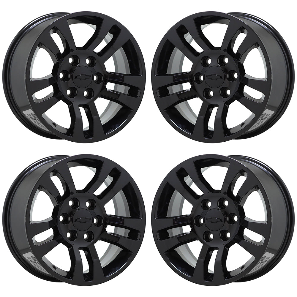 18 Silverado Tahoe Suburban 1500 Gloss Black Wheels Rims Set of 4 (5646 EXCHANGE) - Perfect for Off-Roading & Truck Upgrades