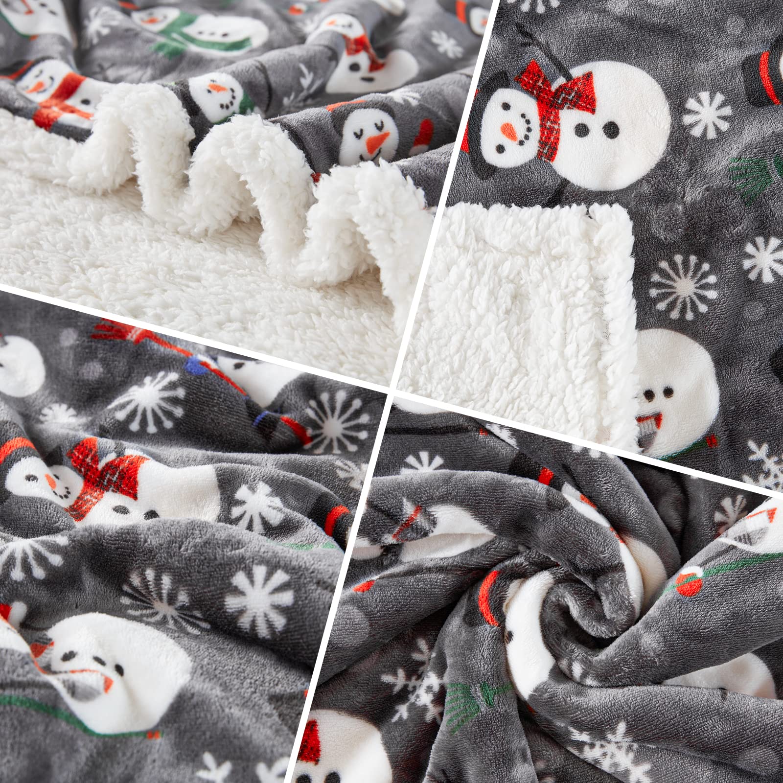 Touchat Sherpa Christmas Throw Blanket - Ultra Soft Fluffy Fleece Plush Blanket for Couch, Bed & Sofa - Cozy Microfiber Blanket 50x60 Inches - Snowman Design - Perfect for Winter Nights, Holiday Decor & Gift Giving