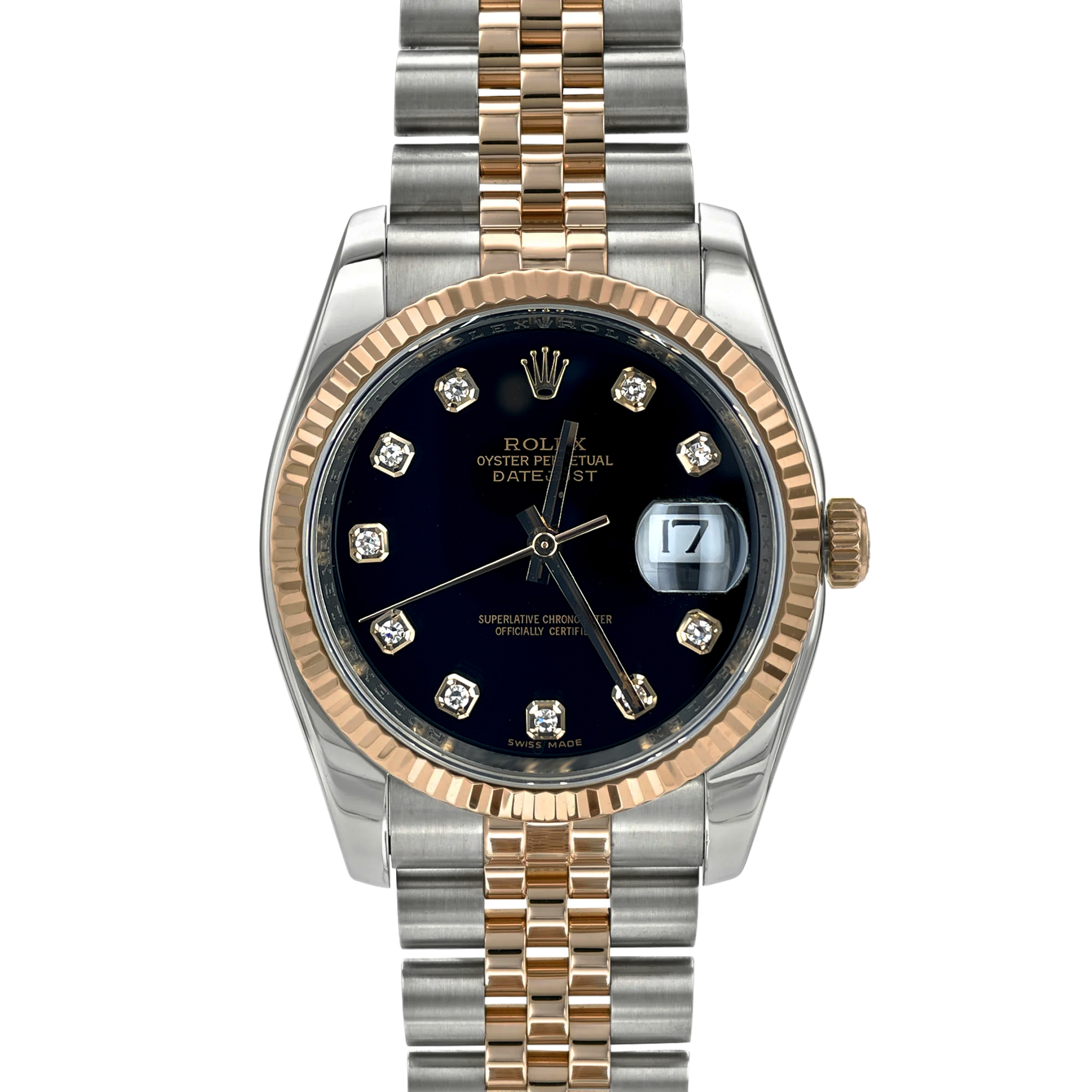 Rolex Datejust 116231 Men's Watch - Black Dial with Diamond Hour Markers, Jubilee Bracelet - Perfect for Business Meetings & Formal Events