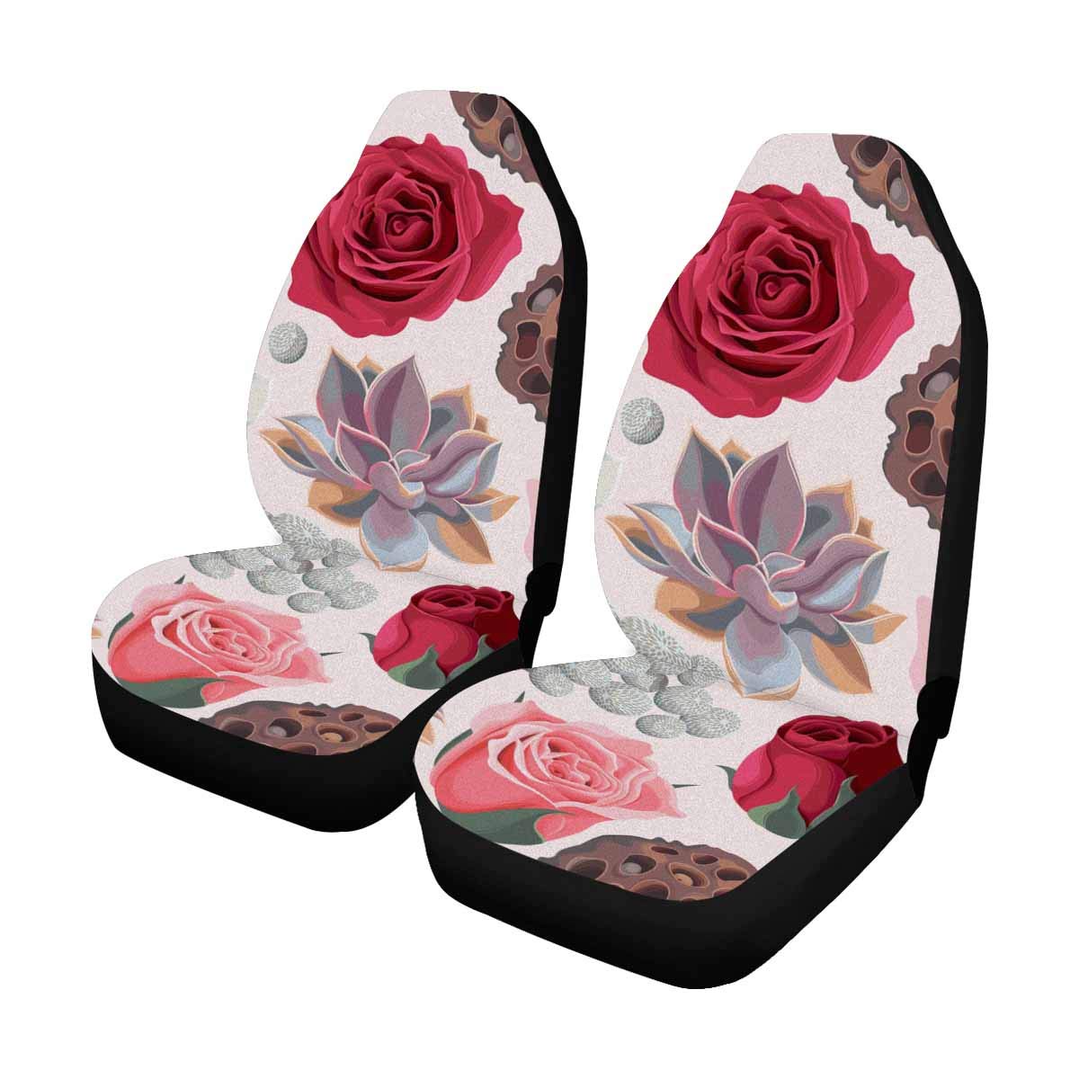INTERESTPRINT Skier Husky Dog Car Seat Cover - 2-Piece Set for Front Seats | Universal Fit for Cars, Trucks, SUVs & Vans | Waterproof Pet Protection for Road Trips & Daily Commutes