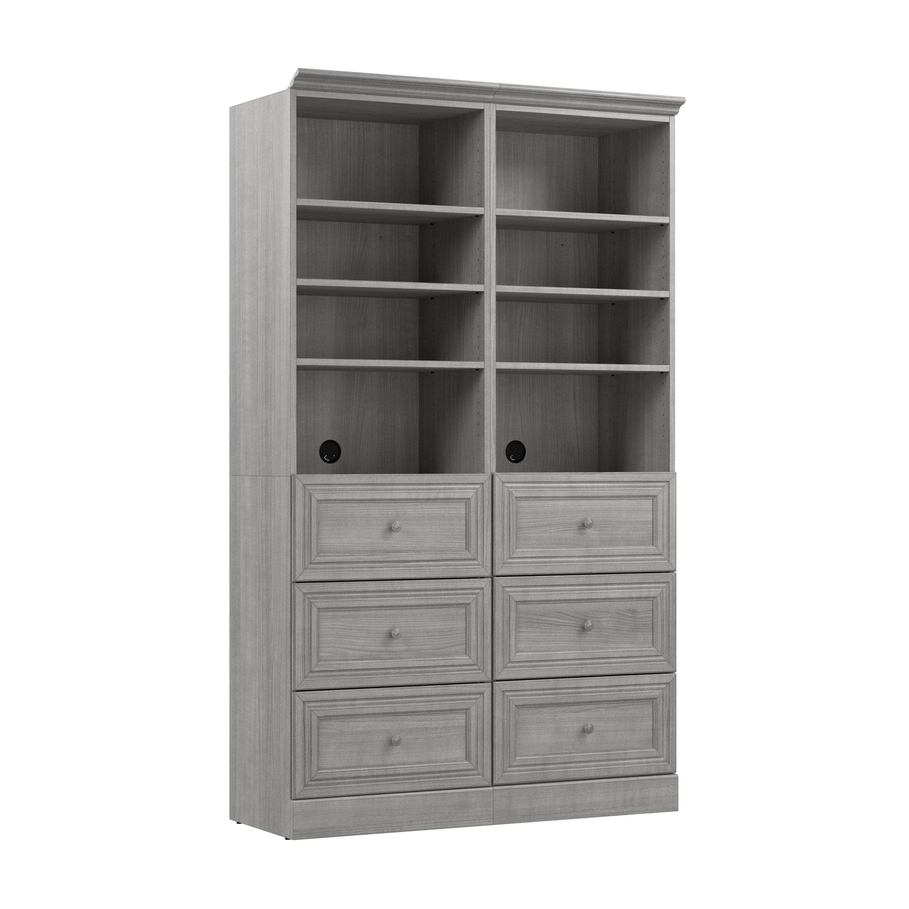 50W Adjustable Closet Organizer with Drawers - Space Saving Storage Solution for Bedroom, Closet & Office (2 Color Options)