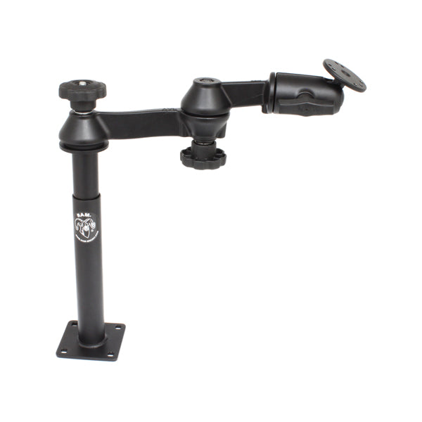 RAM Double Swing Arm with Male Female Tele Pole & Round Base AMPs Hole Pattern - Universal Mount for Marine, Motorcycle, ATV & RV Accessories (RAM VP SW1 89)