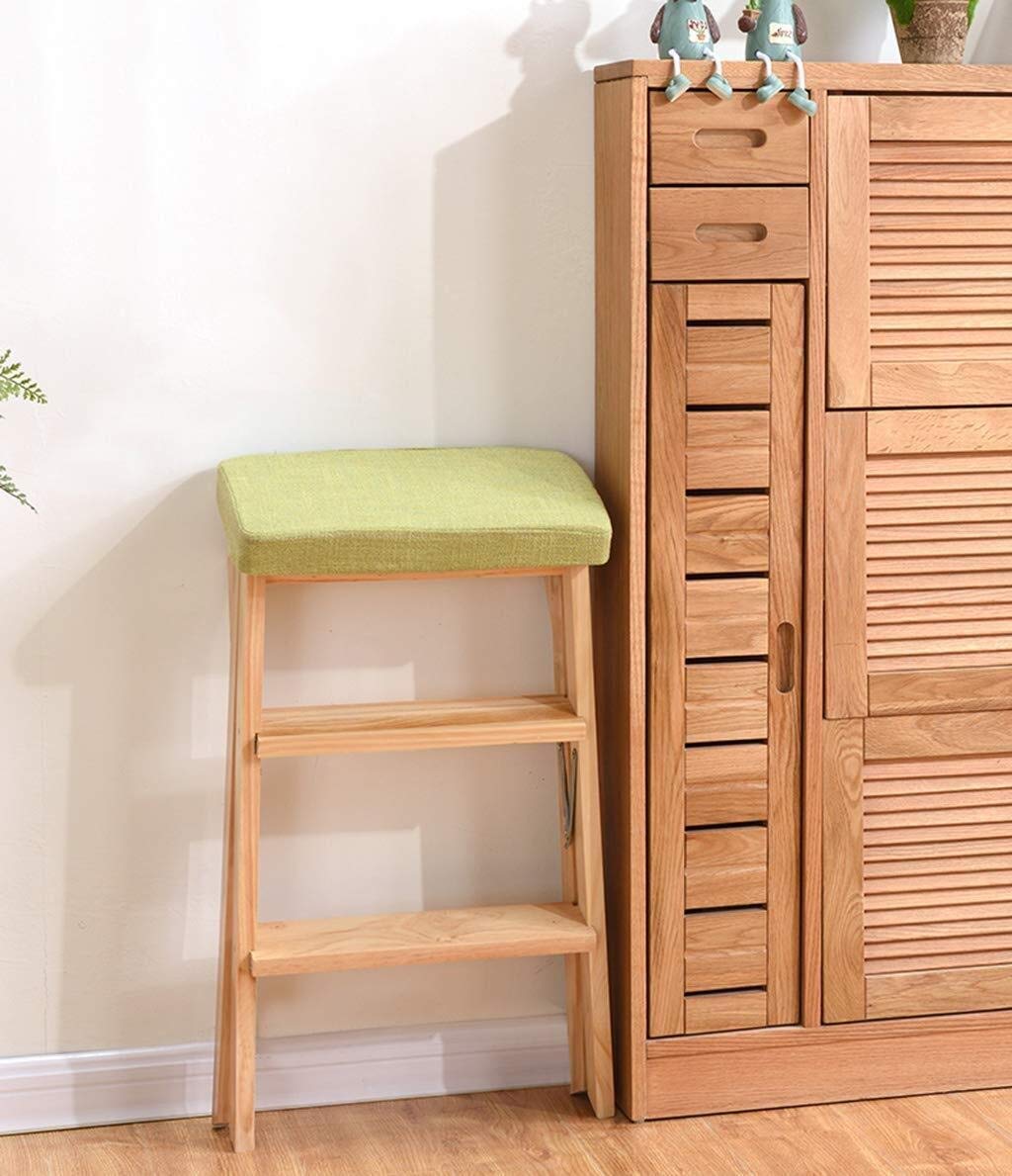 NEVKA 3-Step Folding Step Stool - Portable Kitchen Ladder Stool, Multifunctional Foldable Step Stool for Home, Office, Bathroom & Garage - Natural Color | Perfect for Reaching High Shelves, Changing Light Bulbs & Organizing Spaces