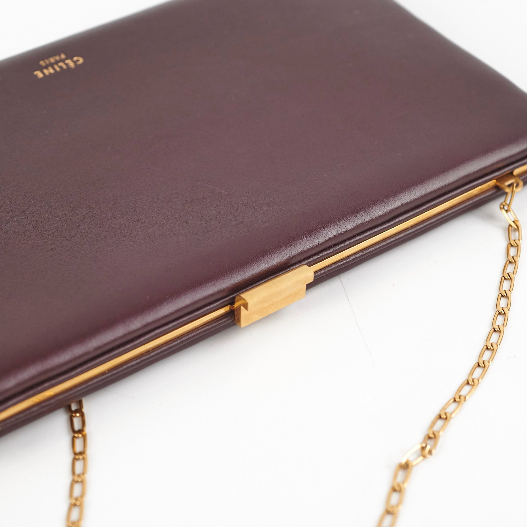 Celine Burgundy Leather Wallet On Chain Crossbody Bag for Women | Luxury Designer Handbag for Parties, Date Night & Evening Events