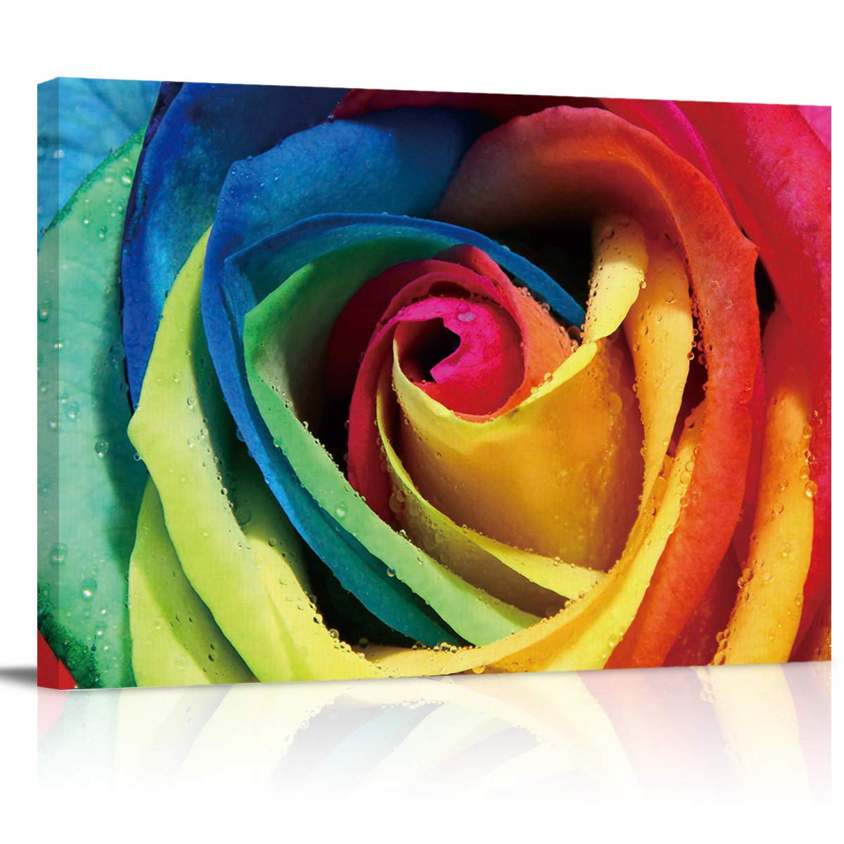 Framed Canvas Wall Art - Summer Romantic Roses Floral Painting, Colorful Petal Spring Drops Decor for Bathroom & Bedroom | Stretched & Framed Home Artwork | Perfect for Living Room, Office, Nursery & Gift Giving