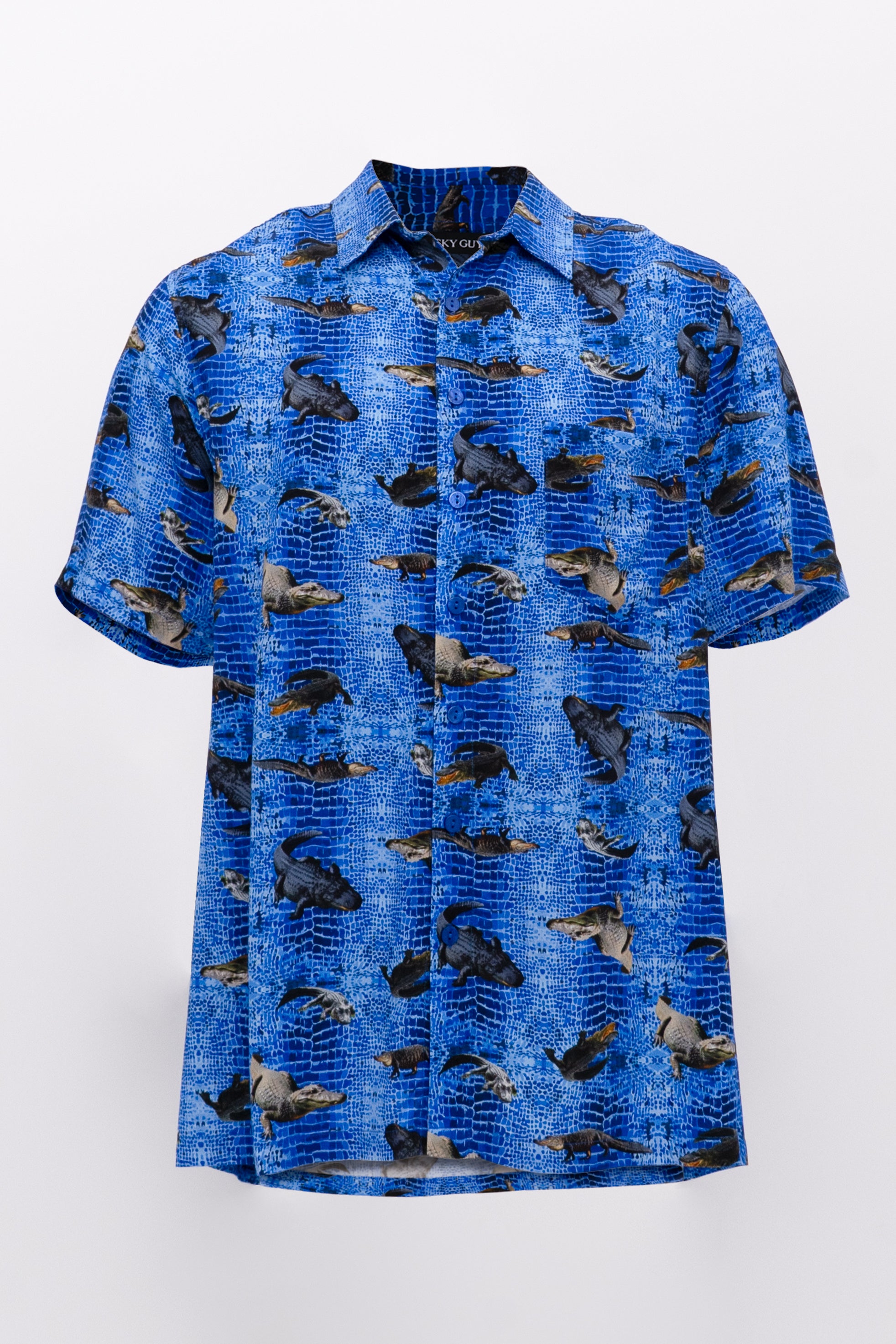 Dinosaur Print Shirt with Alligator Design - Soft Woven Bamboo Fabric for Men & Women - Perfect for Casual Wear, Outdoor Adventures, and Themed Parties
