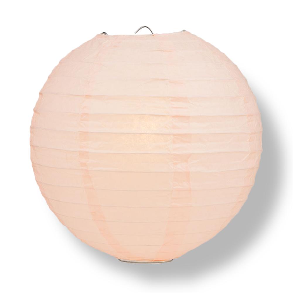 36 Large Round Rose Quartz Pink Paper Lanterns with Even Ribbing - Bulk Pack for Wedding Decor, Party Supplies & Home Decoration