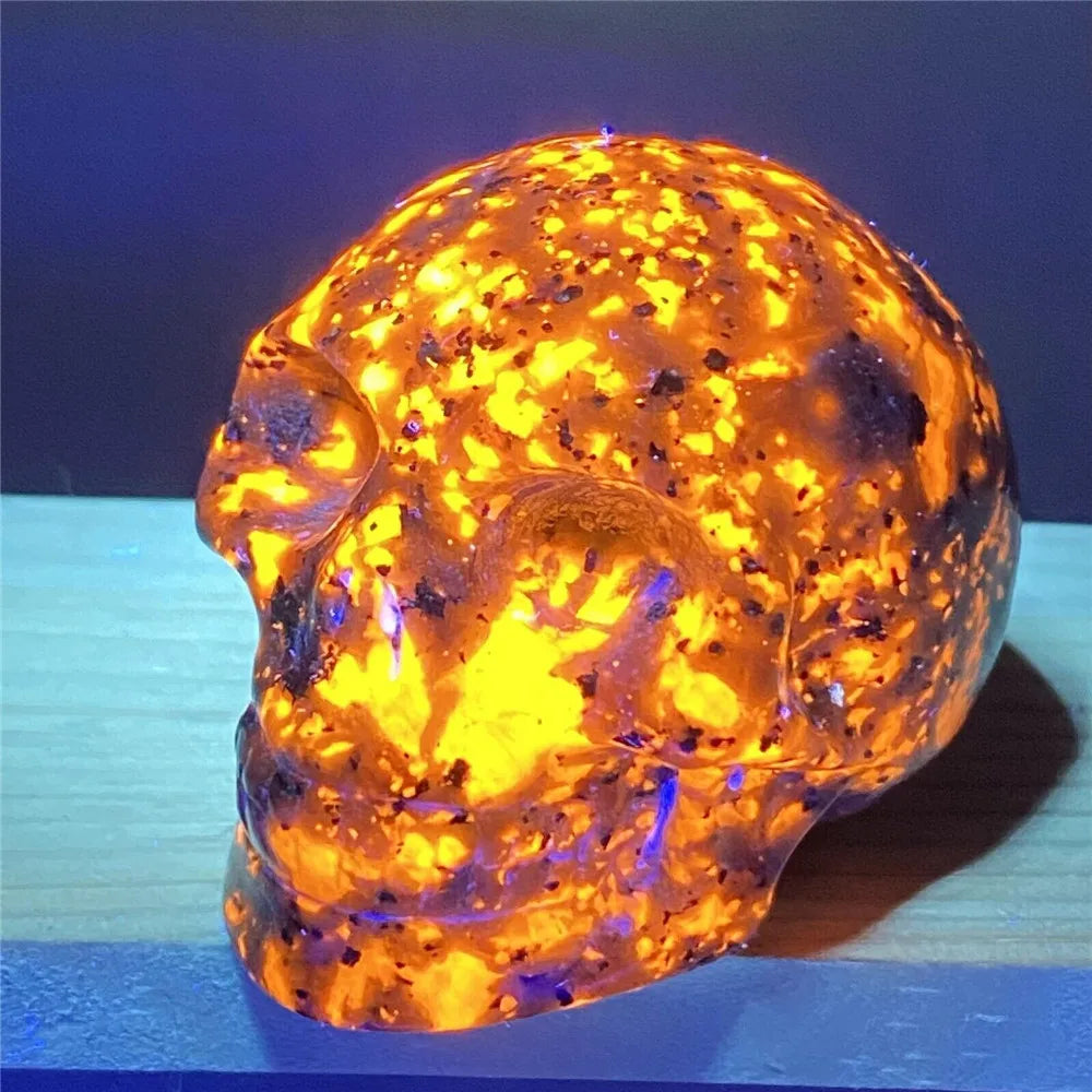 Natural Yooperlite Crystal Skull - Hand Carved Energy Gemstone for Reiki Healing & Spiritual Decor | Perfect for Meditation Rooms, Home Decor, and Healing Spaces