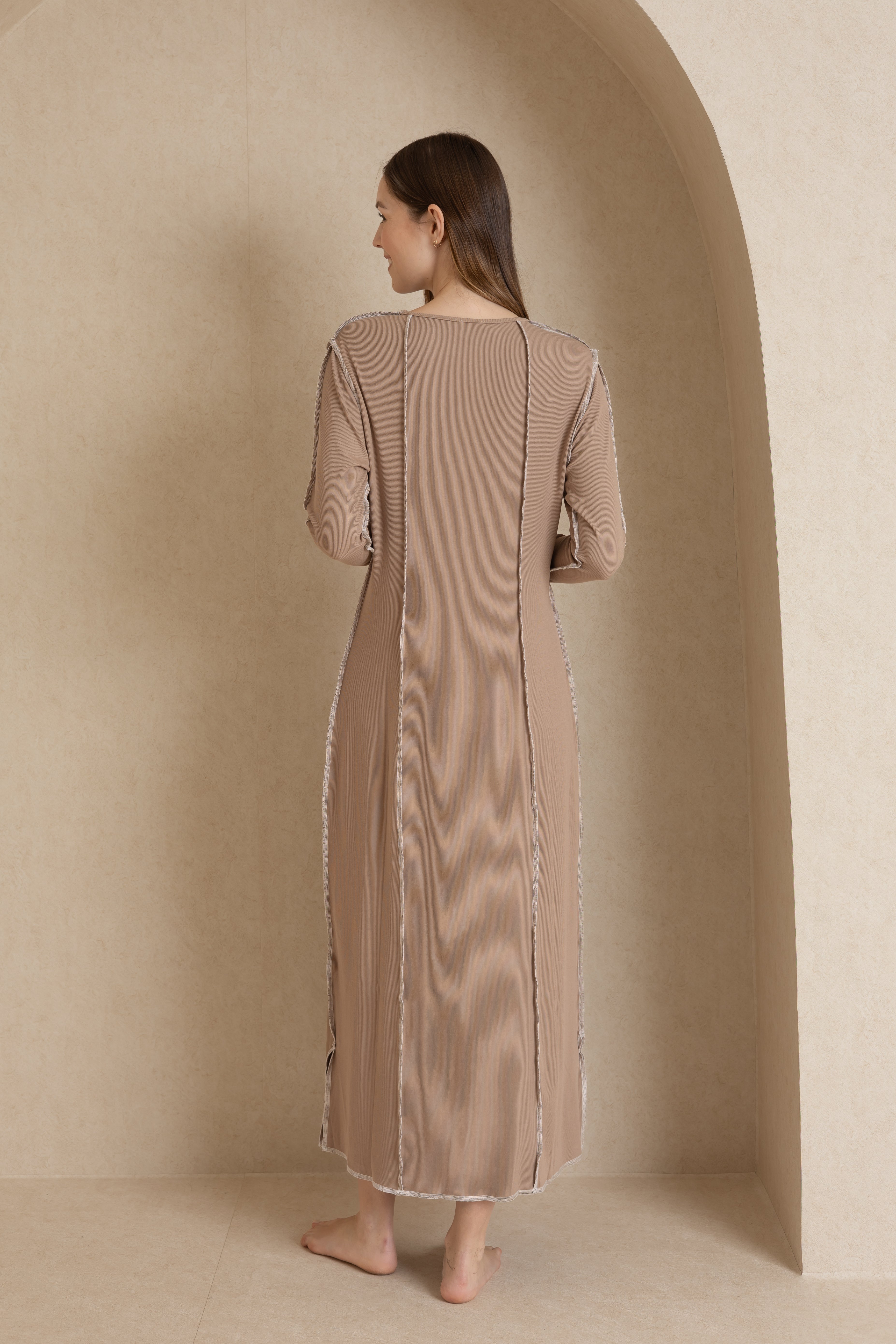 Tan Serged Seam Maxi Skirt - Flowy Long Summer Skirt for Women | Perfect for Beach, Vacation & Boho Outfits