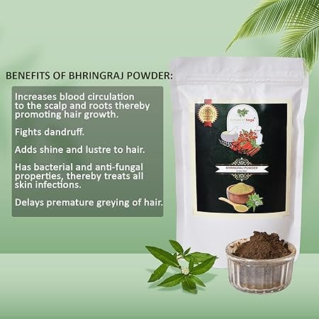 Organic Bhringraj Powder (Eclipta Alba) - 75g Pack of 2 | Natural Hair Growth Treatment for Thicker, Stronger Hair | Promotes Scalp Health & Reduces Hair Fall | Perfect for DIY Hair Masks & Ayurvedic Hair Care Routines