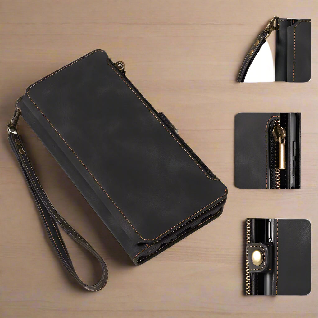 Samsung Galaxy S25 Ultra Leather Flip Wallet Case - Premium Protective Cover with Card Holder & Kickstand for Daily Use, Travel & Business