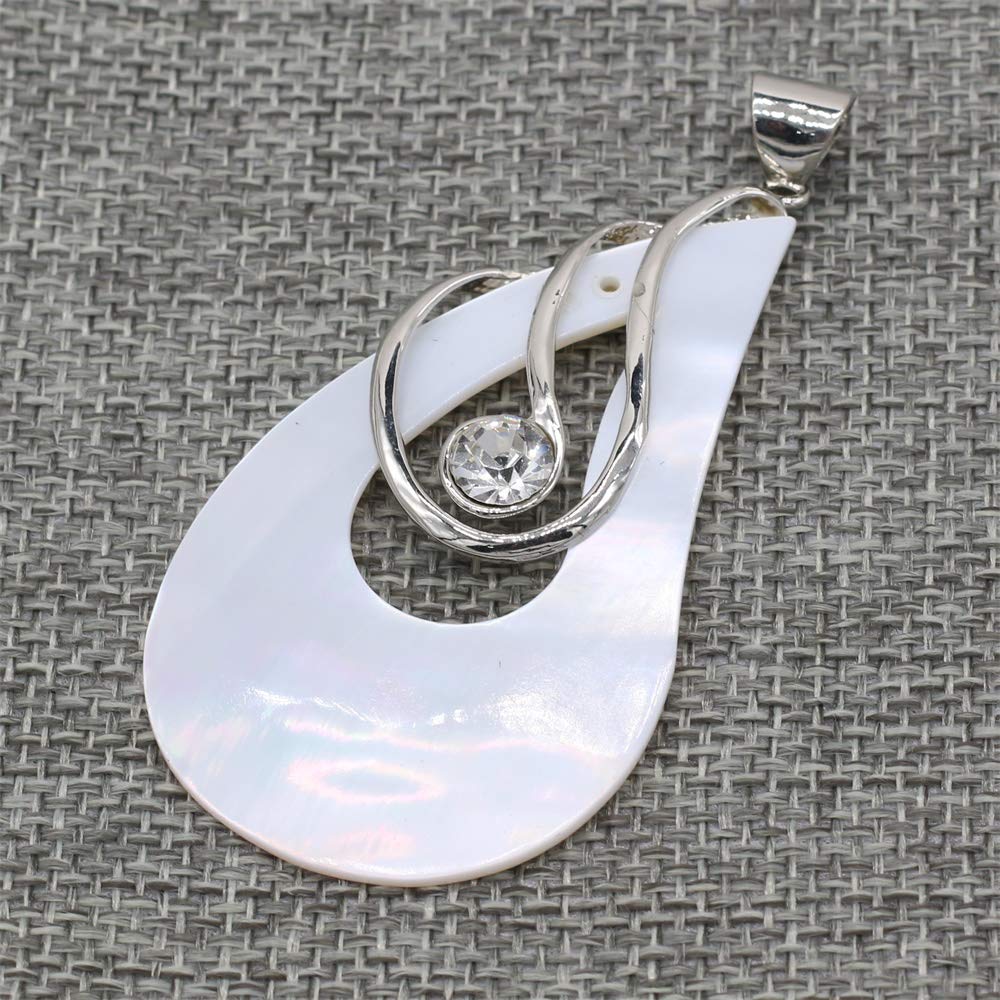 Natural White Shell Teardrop Pendant & Mother of Pearl Pendant - Set of 2 DIY Jewelry Making Charms for Necklace, Bracelet - Perfect for Beach Wedding, Boho Style Accessories, Handmade Craft Projects