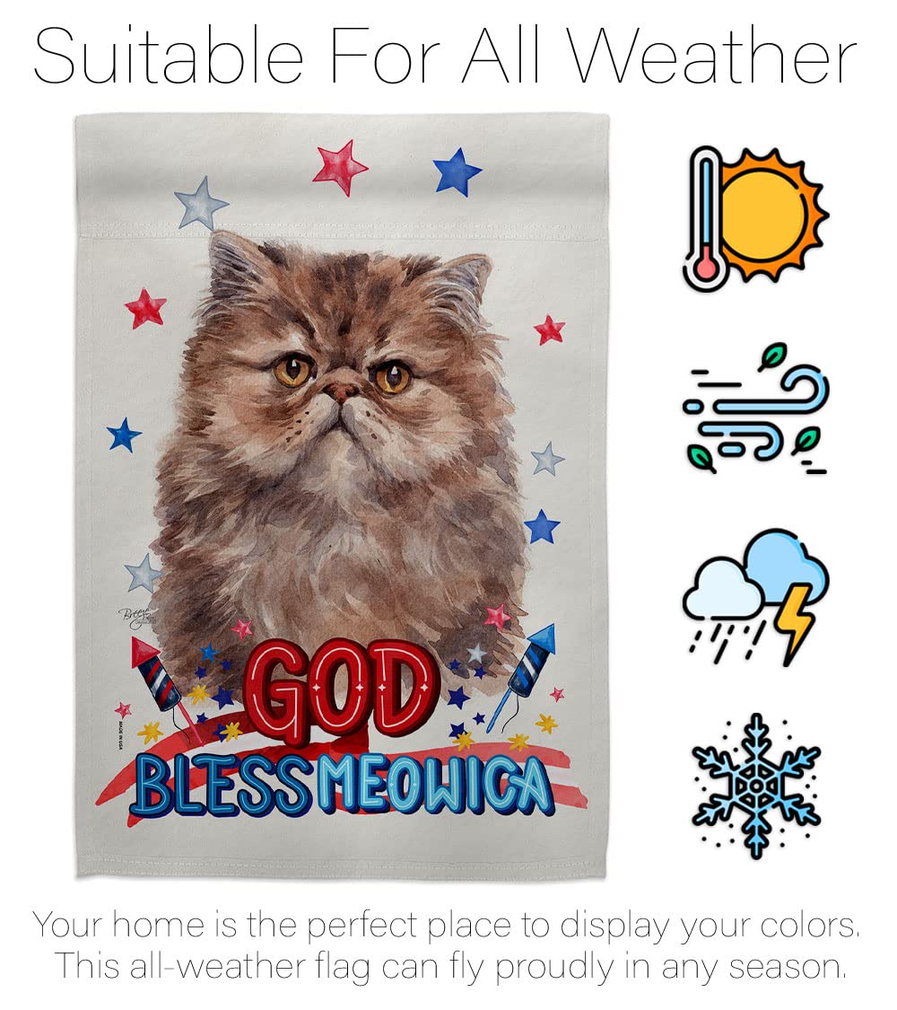 Patriotic Persian Cat Garden Flag Set - Double-Sided Pet Decor for Yard