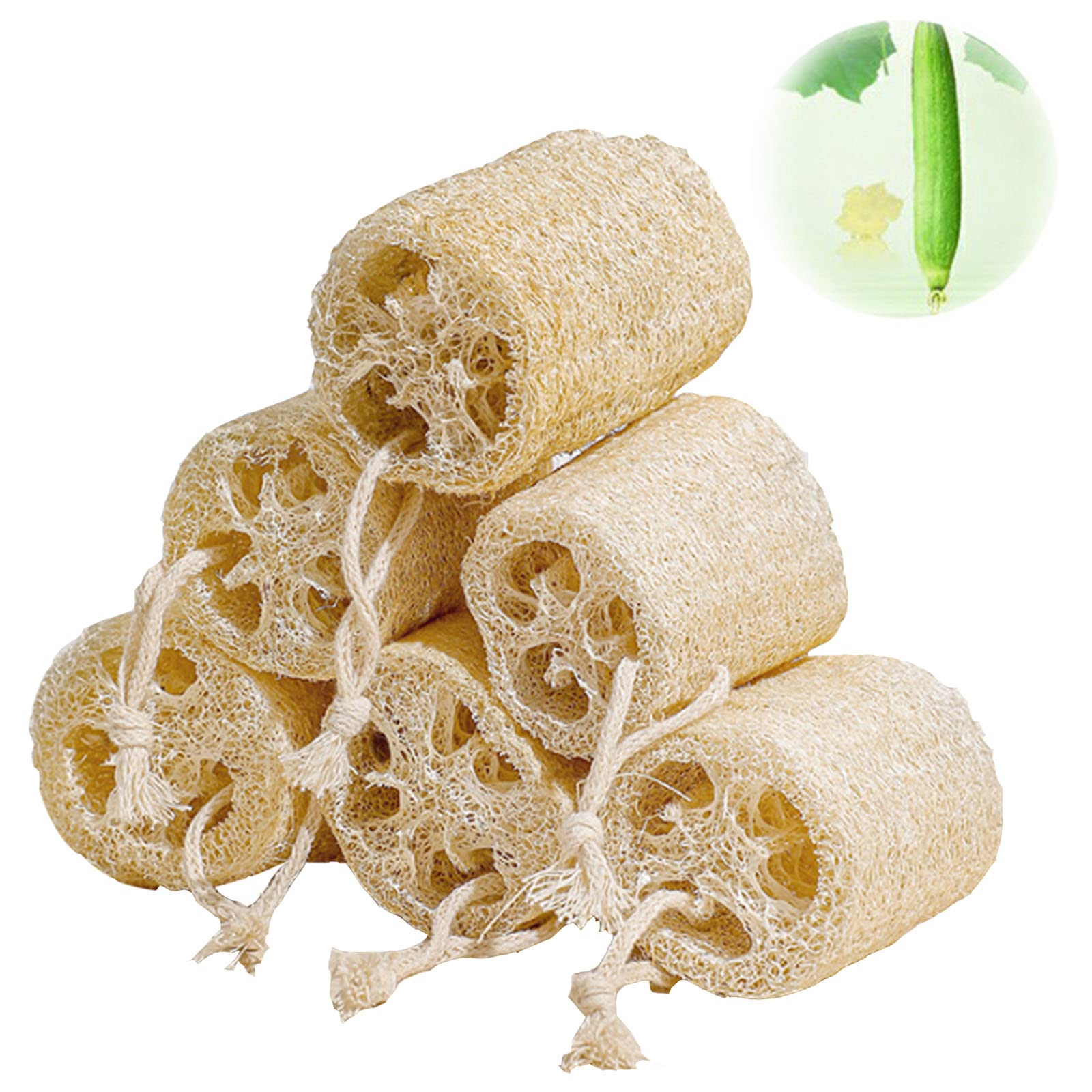 6-Pack Organic Natural Loofah Sponge for Exfoliating - Kelodo Body & Face Scrubber, Eco-Friendly Bath Sponge for Men & Women - Perfect for Shower, SPA & Skin Care Routine