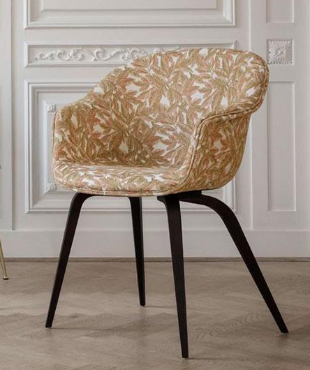 Bat Dining Chair with Wood Base - Fully Upholstered Modern Kitchen Chair for Dining Room, Restaurant & Home Decor