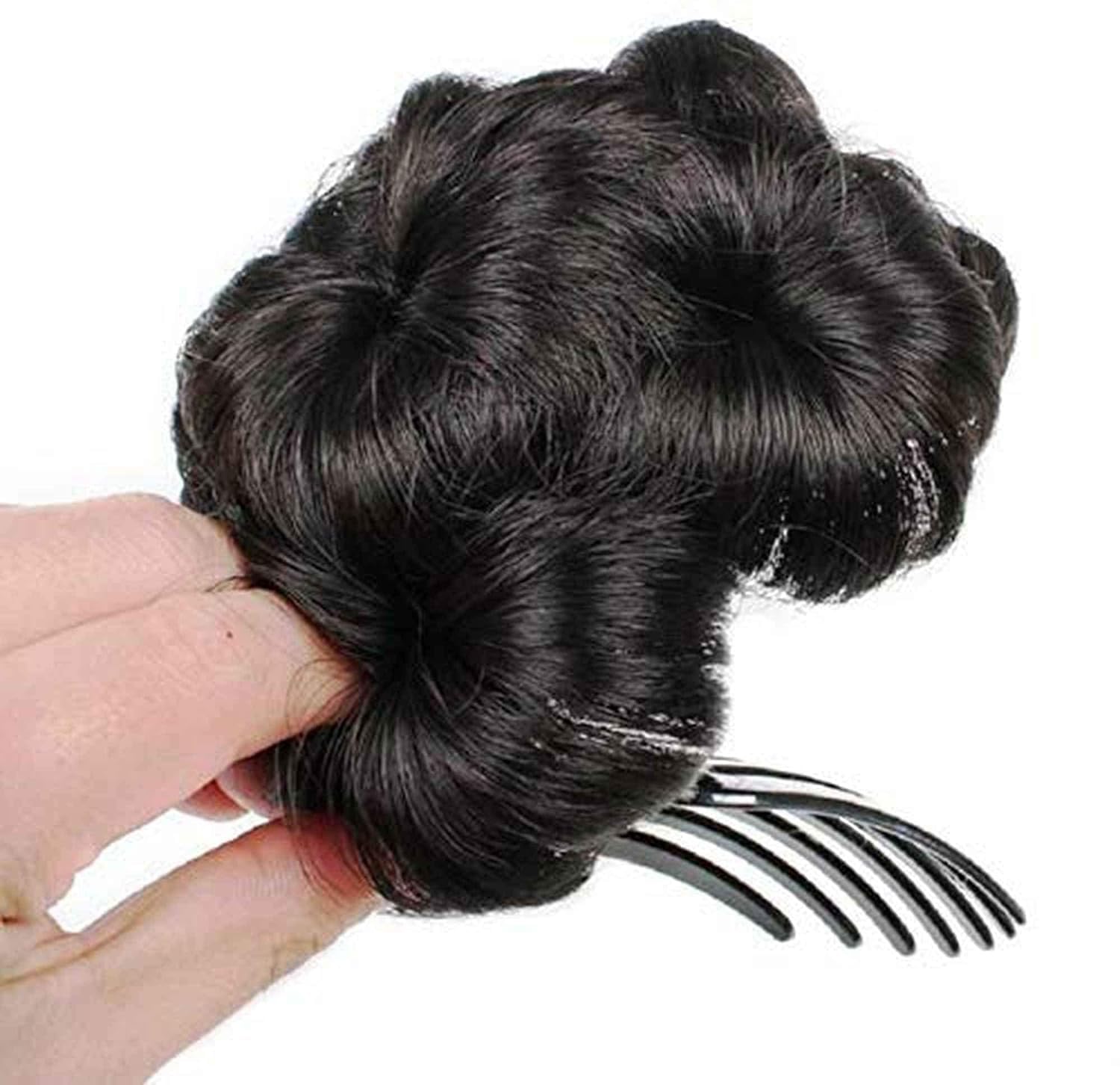 Rubela Hair Bun Clutch - Elegant Chignon Clip, Synthetic Hair Bun Extension, Donut Claw Jaw Updo, Curly Weave Hair Scrunchies for Women - Black Hair Claw | Perfect for Weddings, Parties & Everyday Styling