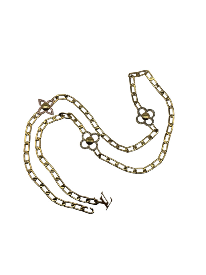 Louis Vuitton Flower Power Sautoir Necklace with Swarovski Crystals - Convertible Chain Belt for Women | Perfect for Parties, Weddings & Evening Events