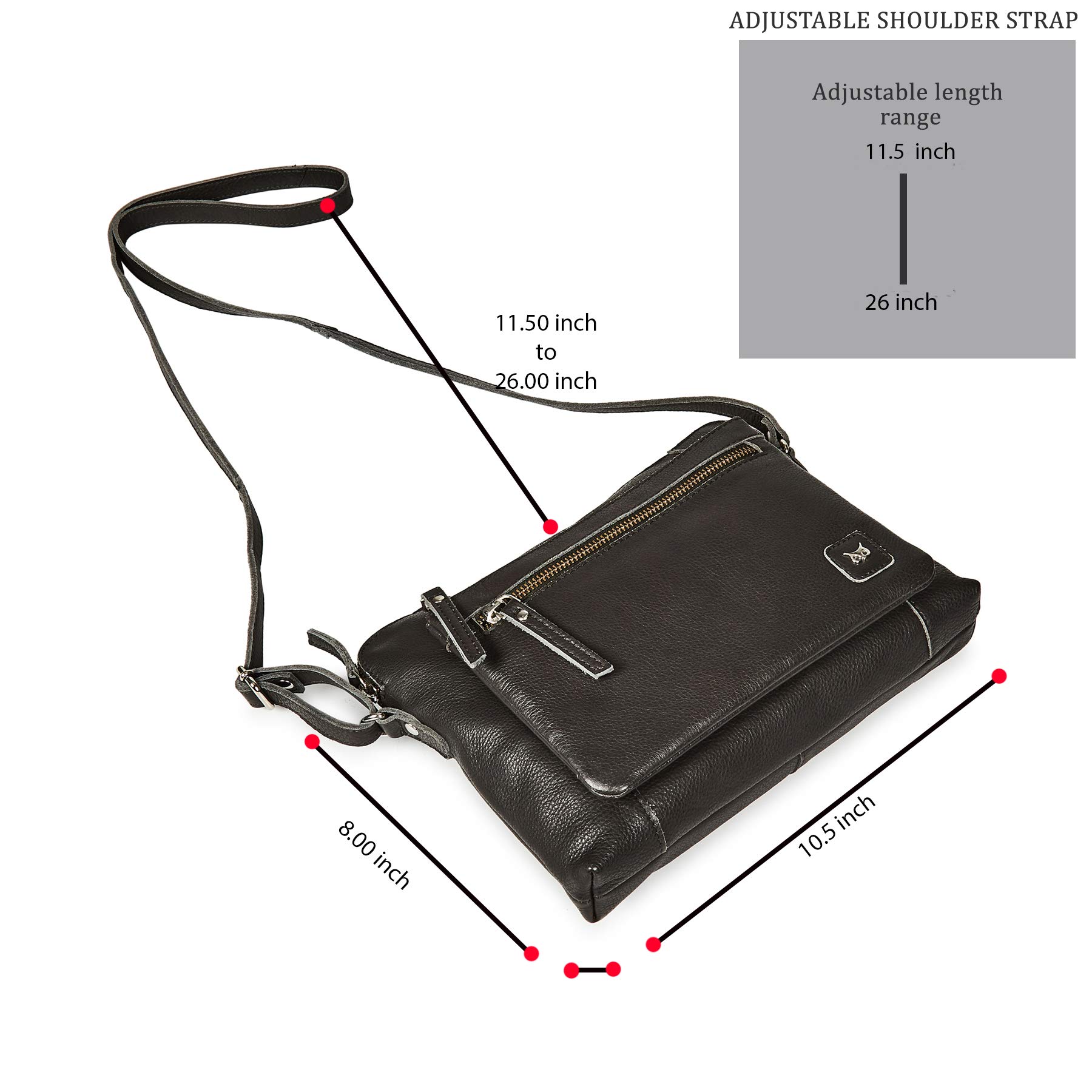 Premium Small Soft Pebbled Real Leather Crossbody Bag for Women - Triple Zip Sling Shoulder Purse with Crossover Strap, Dark Grey Nappa Leather, Perfect Gift for Daily Use, Travel & Work Commute