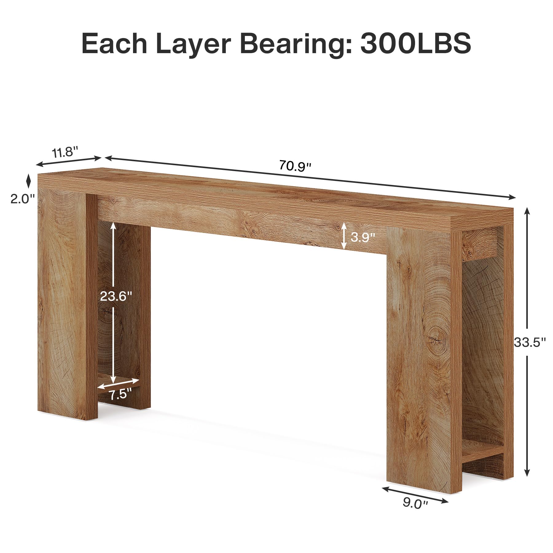 Tribesigns 70.9-Inch Extra Long Farmhouse Console Table - Light Oak Brown Sofa Table for Behind Couch, Narrow Entryway Accent Table - Perfect for Living Room, Hallway, Entrance & Foyer Decor | Ideal for Small Spaces, Home Office & Apartment Entryways
