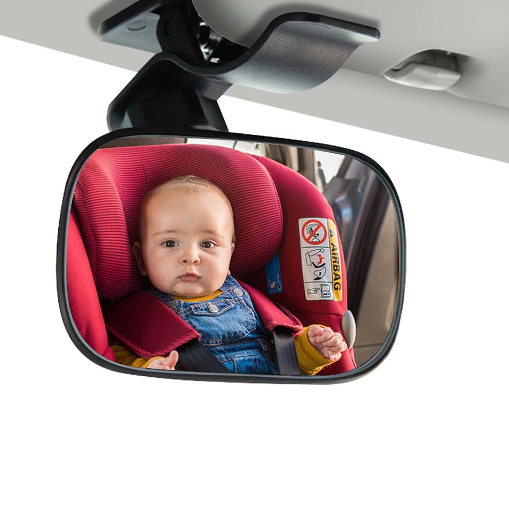 360° Adjustable Baby Safety Mirror for Car - Wide Angle Convex Rearview Mirror with Clip, Black | Perfect for Backseat Child Monitoring & Safe Driving