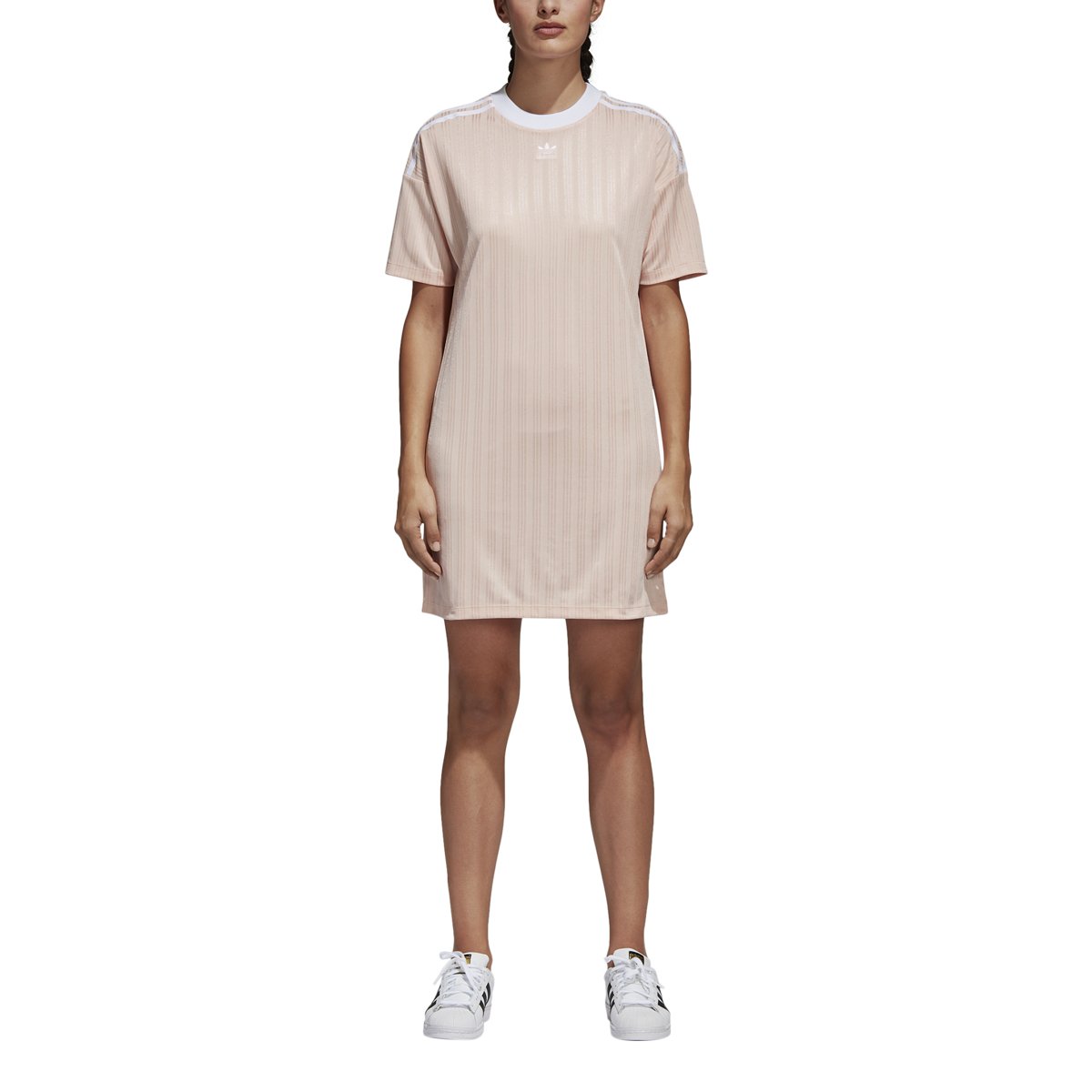 Adidas Women's Originals Trefoil Dress - Pink & White (Size M) | Casual Summer Dress for Women | Perfect for Beach, Shopping & Daily Wear