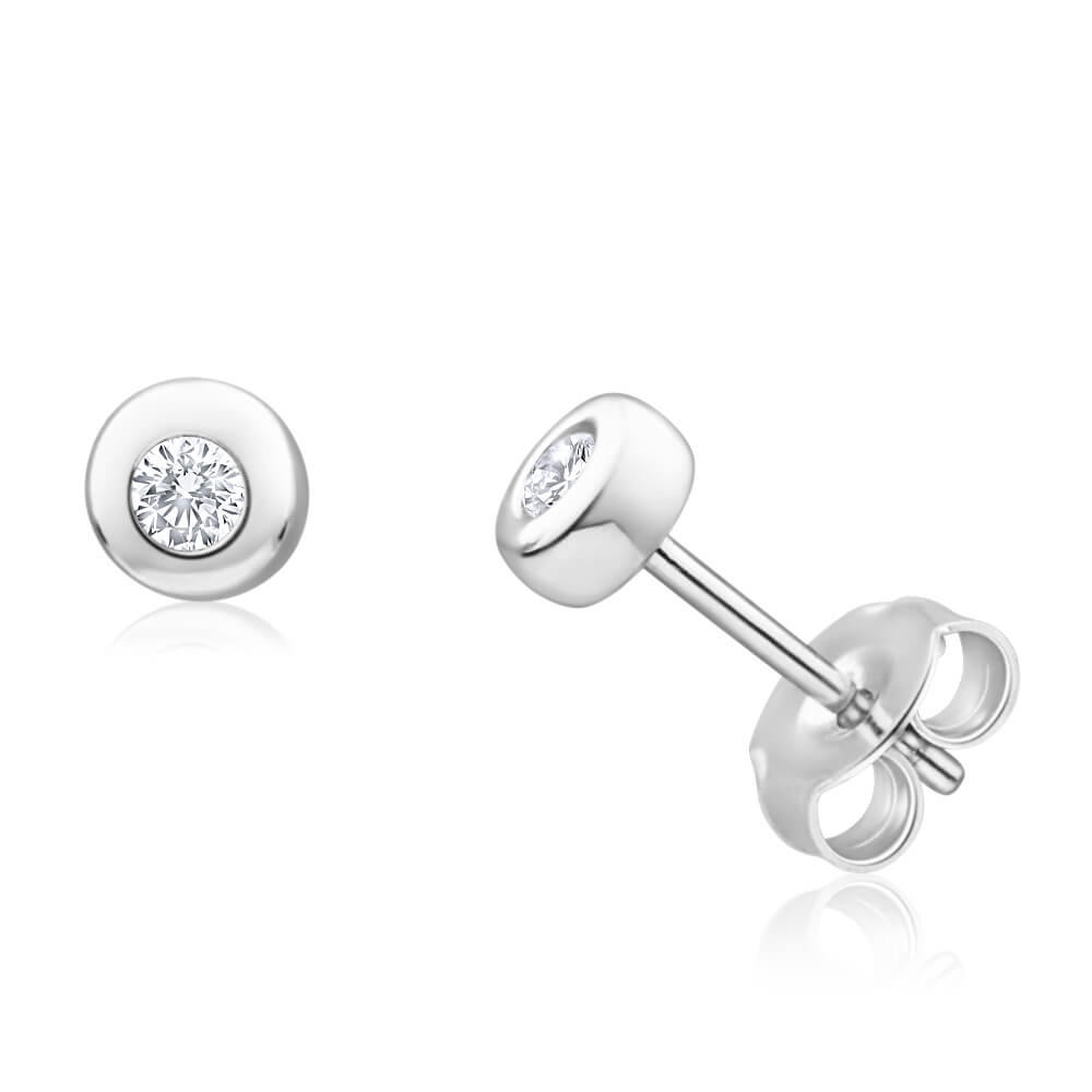 9ct White Gold Diamond Stud Earrings Set - 2 Brilliant Cut Diamonds for Women | Perfect for Weddings, Anniversaries & Special Occasions