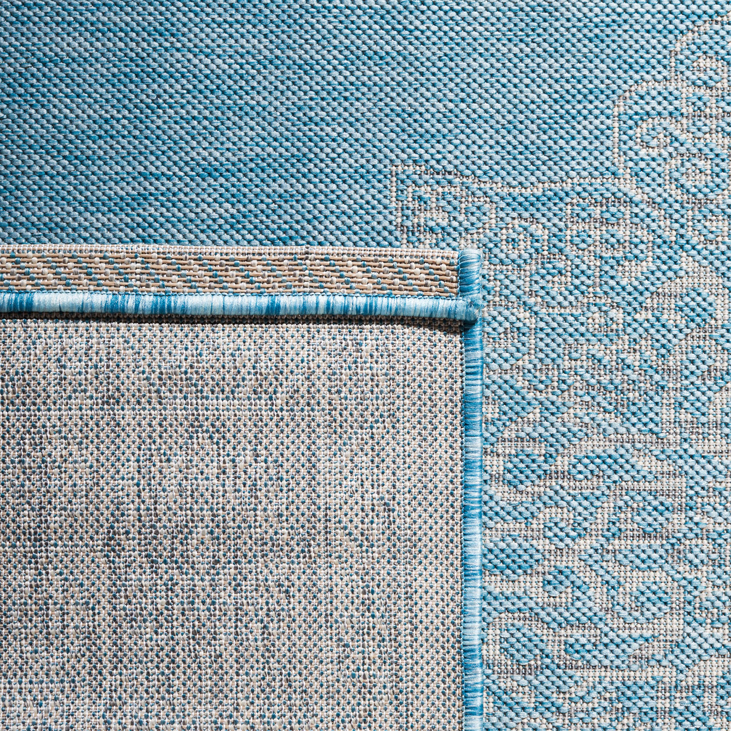 SAFAVIEH Courtyard Collection 8' x 11' Aqua Grey Indoor Outdoor Waterproof Rug - Easy Clean, Stain Resistant Area Rug for Patio, Backyard, Mudroom, Deck & Poolside (CY8232)