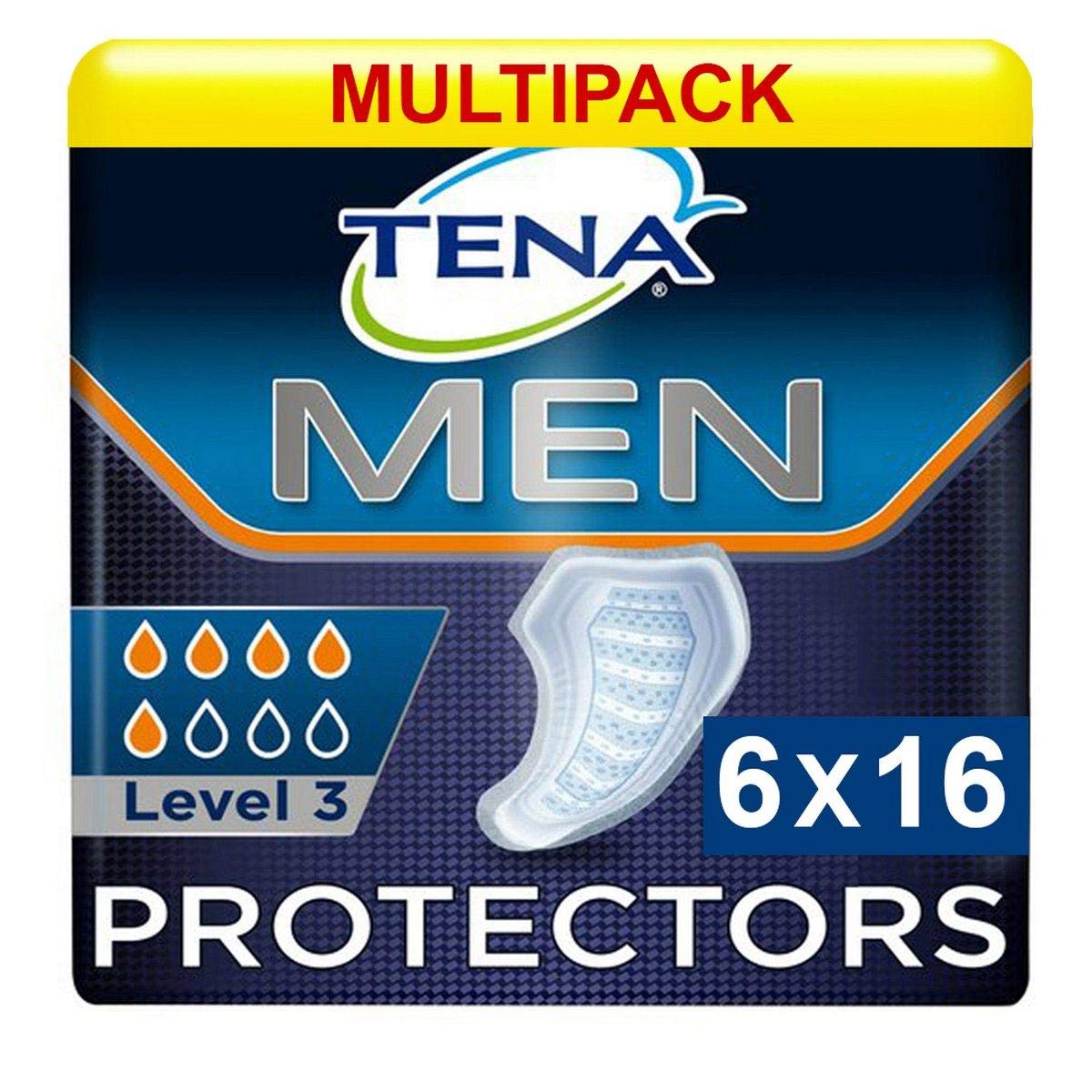 Tena Men Level 3 Absorbent Incontinence Pads - 6 Packs (16 Count Each) | Maximum Protection for Light to Moderate Bladder Leakage | Ideal for Active Lifestyles, Travel & Nighttime Use